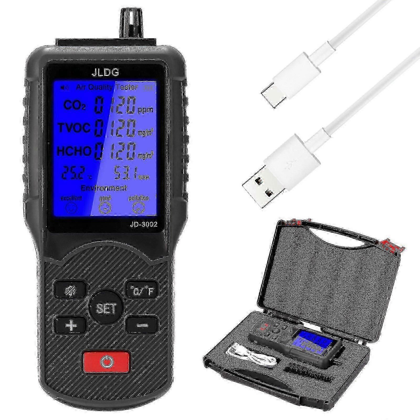 Co2 Meter Co2 Sensor Detector Air Quality Monitor Air Analyzer With Temperature Humidity Display 400-5000ppm Measuring Range