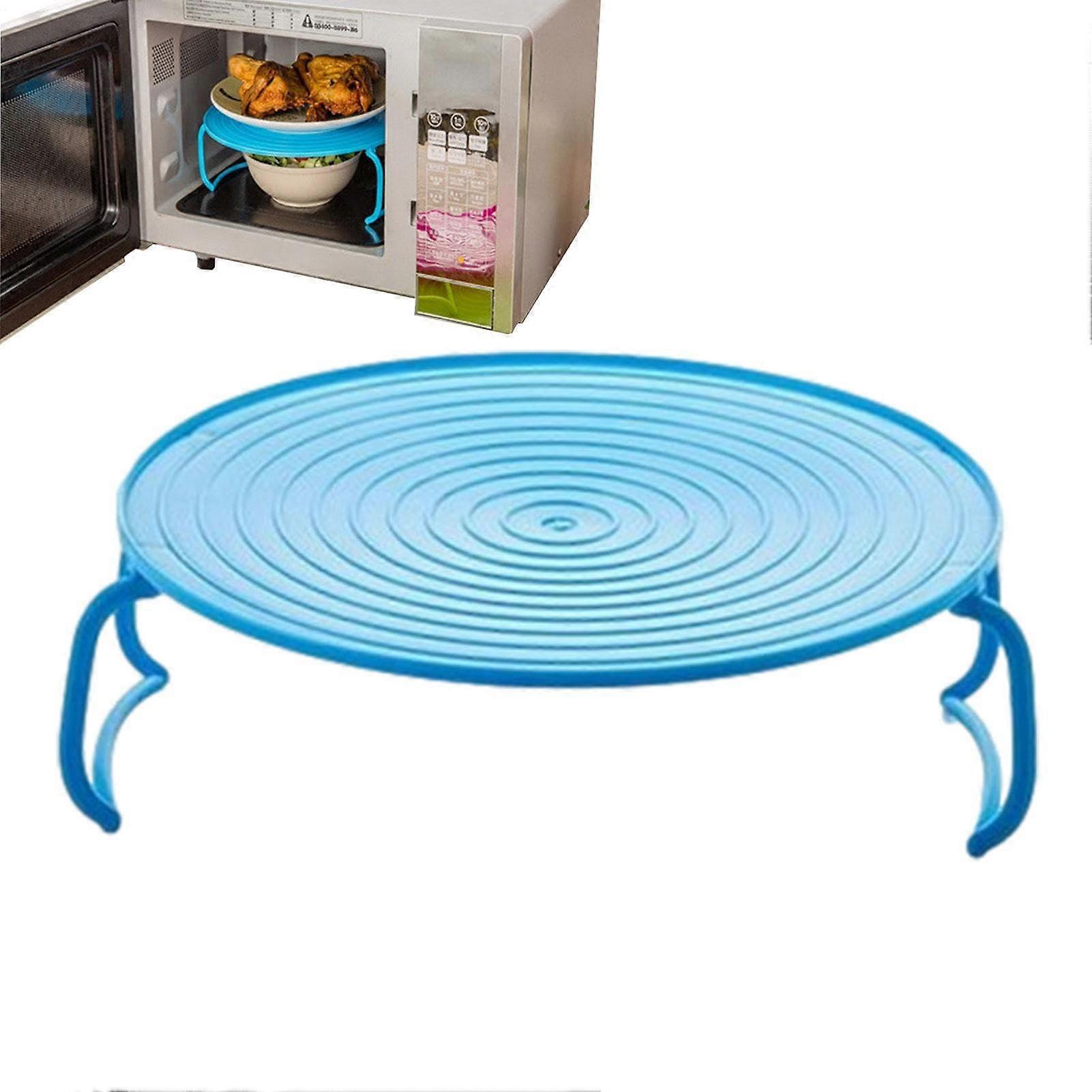 Microwave Bacon Tray with Adjustable Handle and Splatter Cover, Heat‑Resistant Space‑Saving Blue Kitchen Shelf