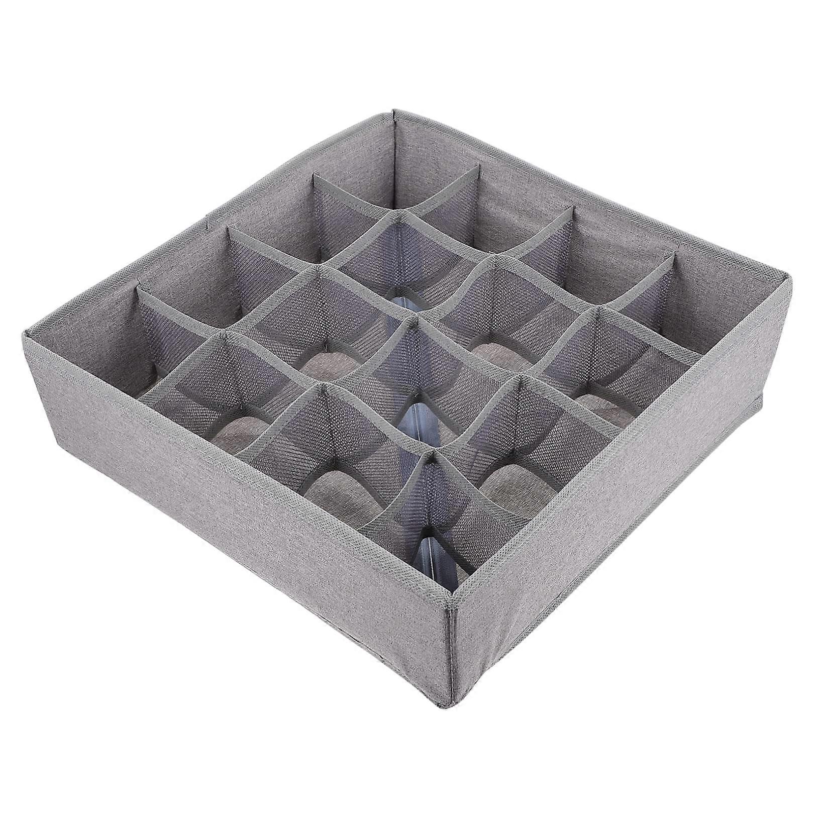 Foldable Mesh Underwear Organizer Drawer Divider for Socks Bras Clothes Cable Storage Box Gray