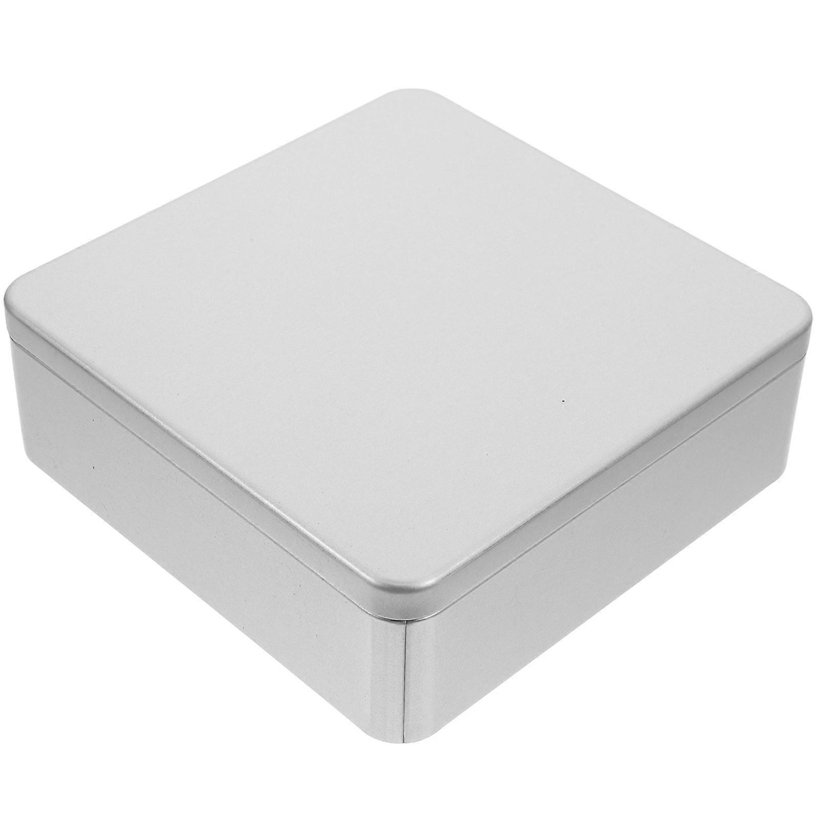 Silver Tin Box Containers for Cookie Storage with Lid 1 Piece Metal Decorative Box