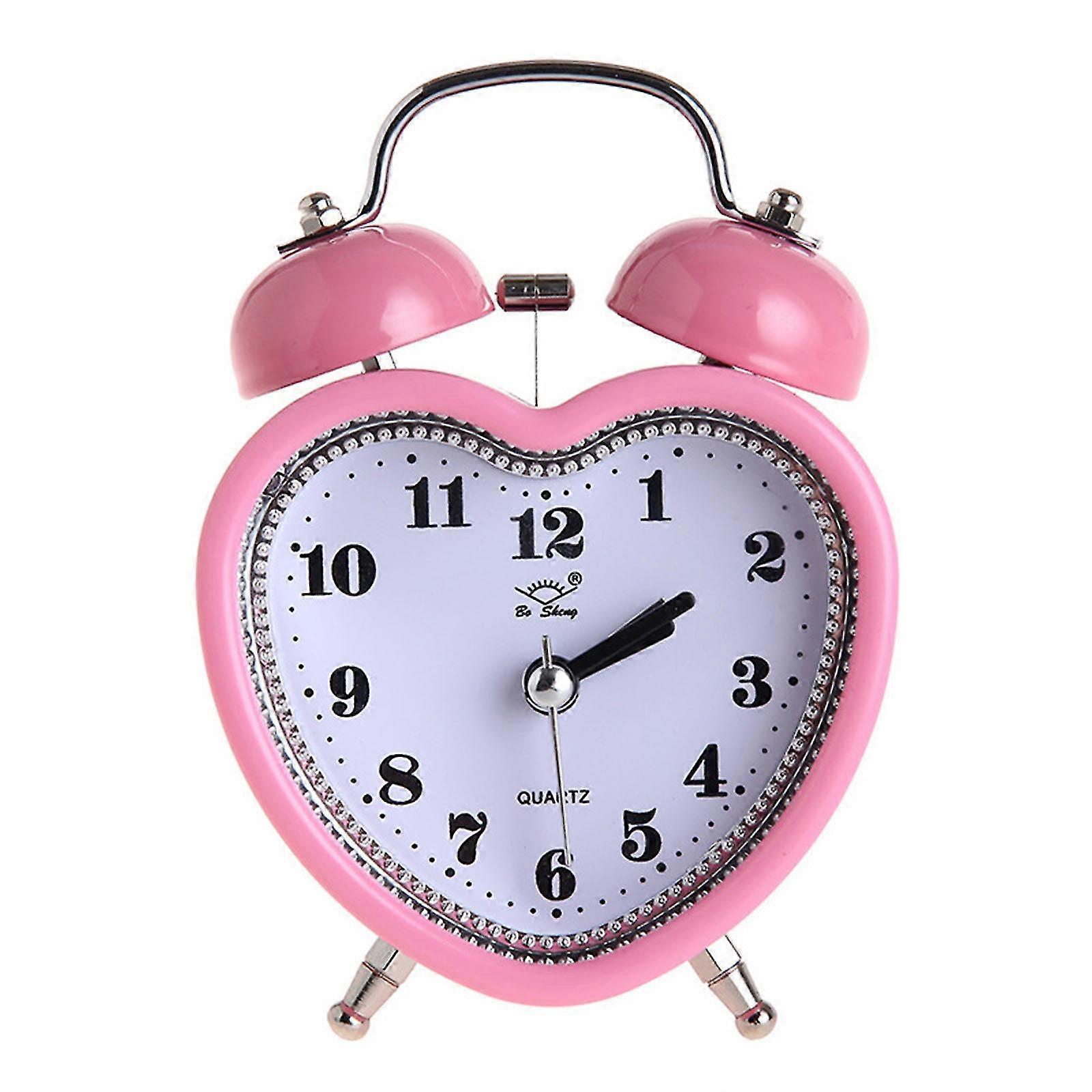 Silent Heart Shape Alarm Clock with LED Night Light, Portable with Handle, Eco-Friendly for Home & Travel (Light Colors)