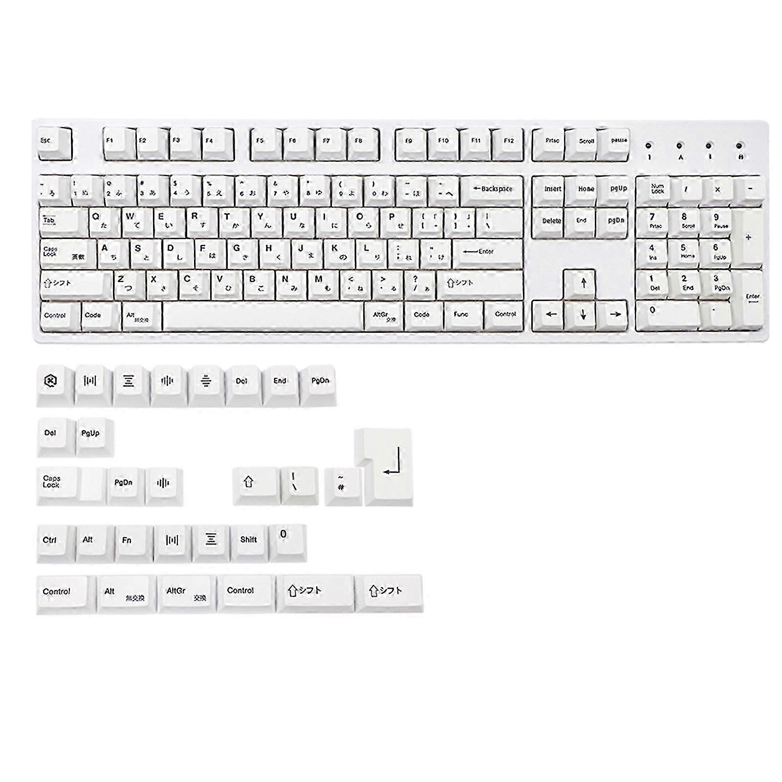 Minimalist White 133 Keycaps Cherry Profile PBT Dye Sublimation Keycap Japanese&English For Mechanical Keyboard