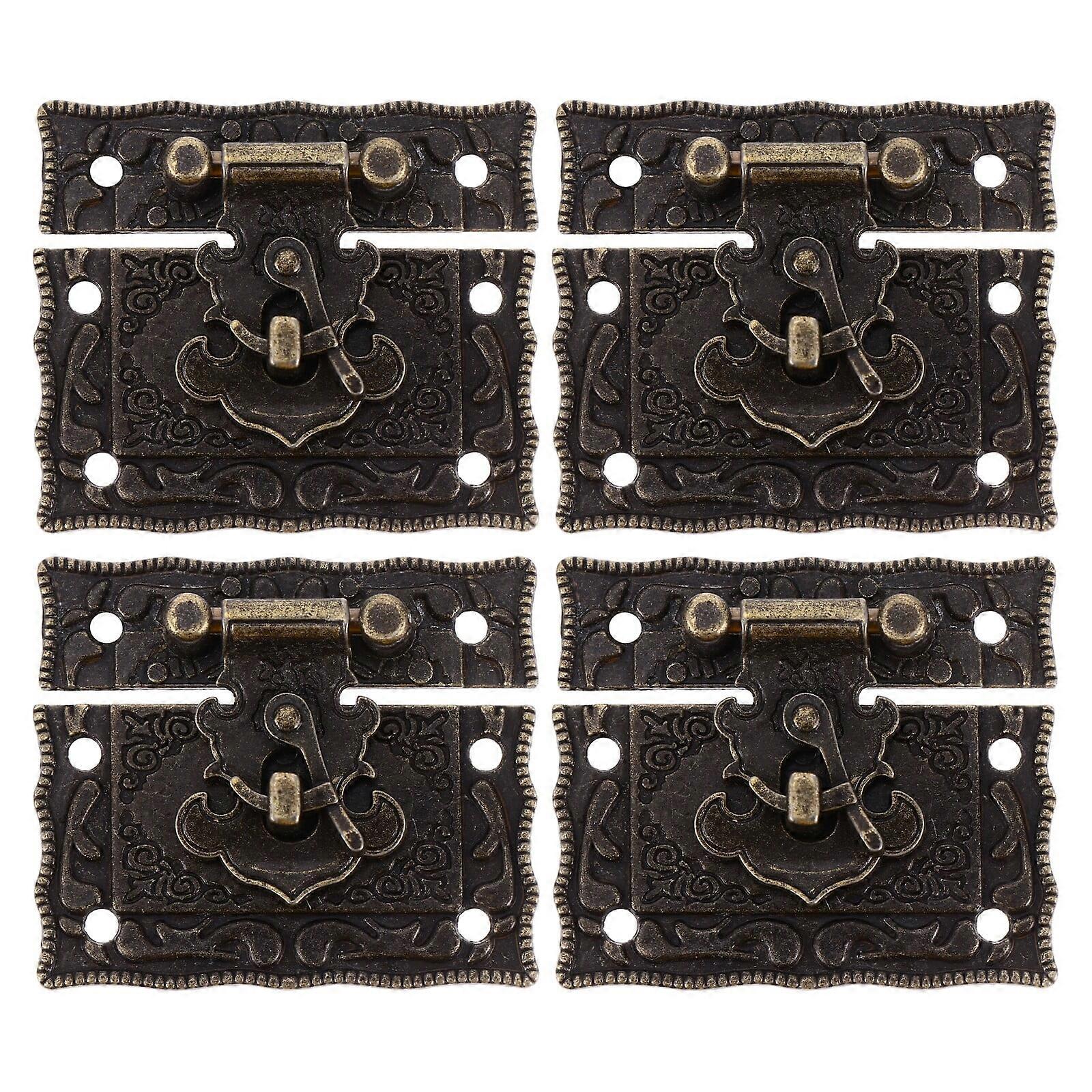 4 Pcs Retro Box Latches Case Locks Exquisite Jewelry Case Hasps (Bronze, M)