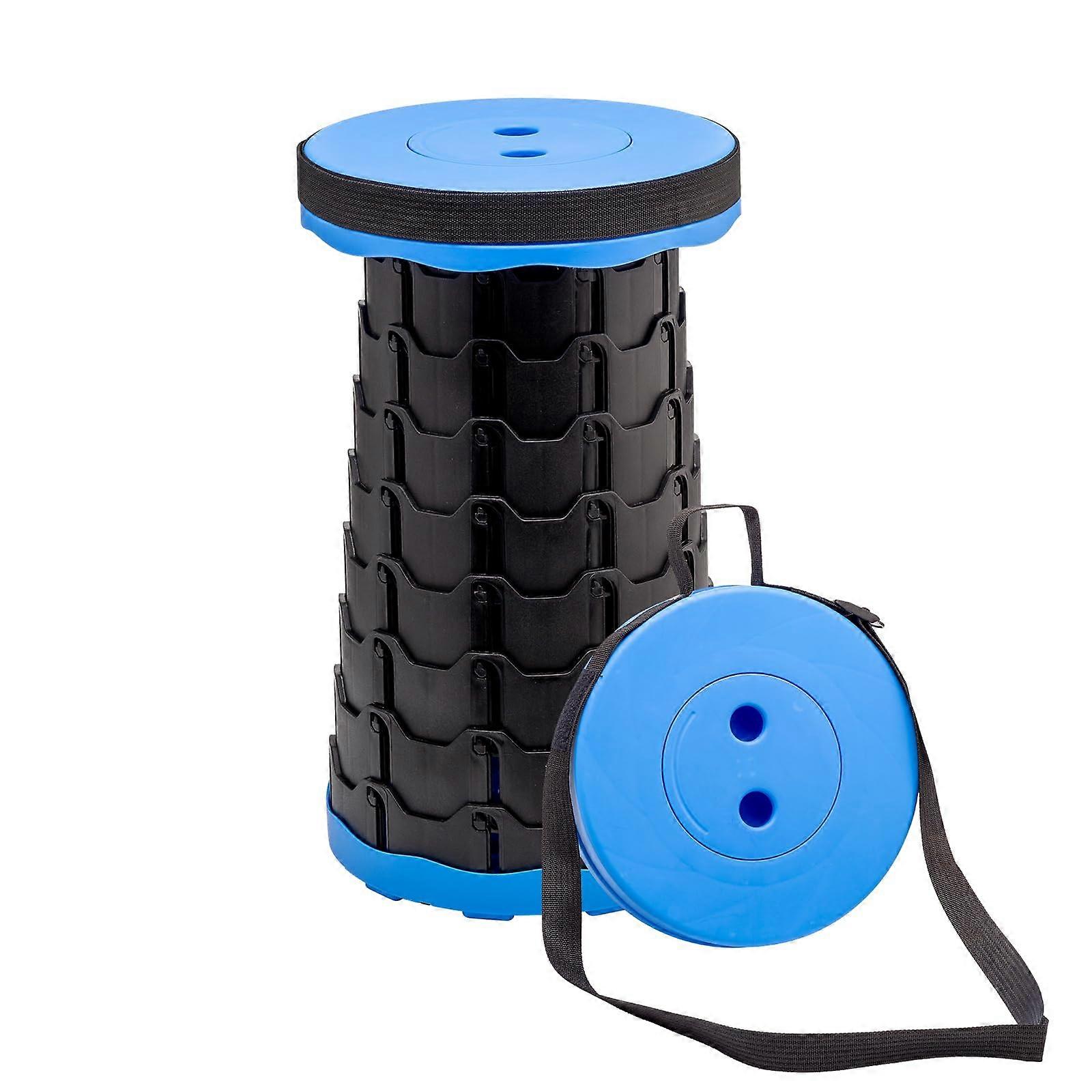 Portable Telescopic Stool 2nd Generation Folding Camping Stool, Lightweight Outdoor Use, PF01, 220 LB Capacity, Blue