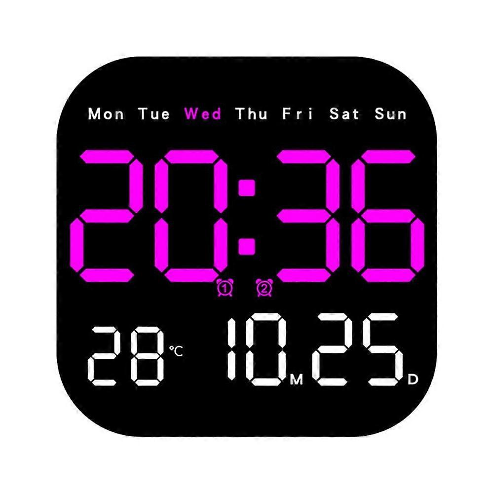 Zriyin LED Wall Clock With Remote Control Display Temperature Room Desktop Clock,Red and Red