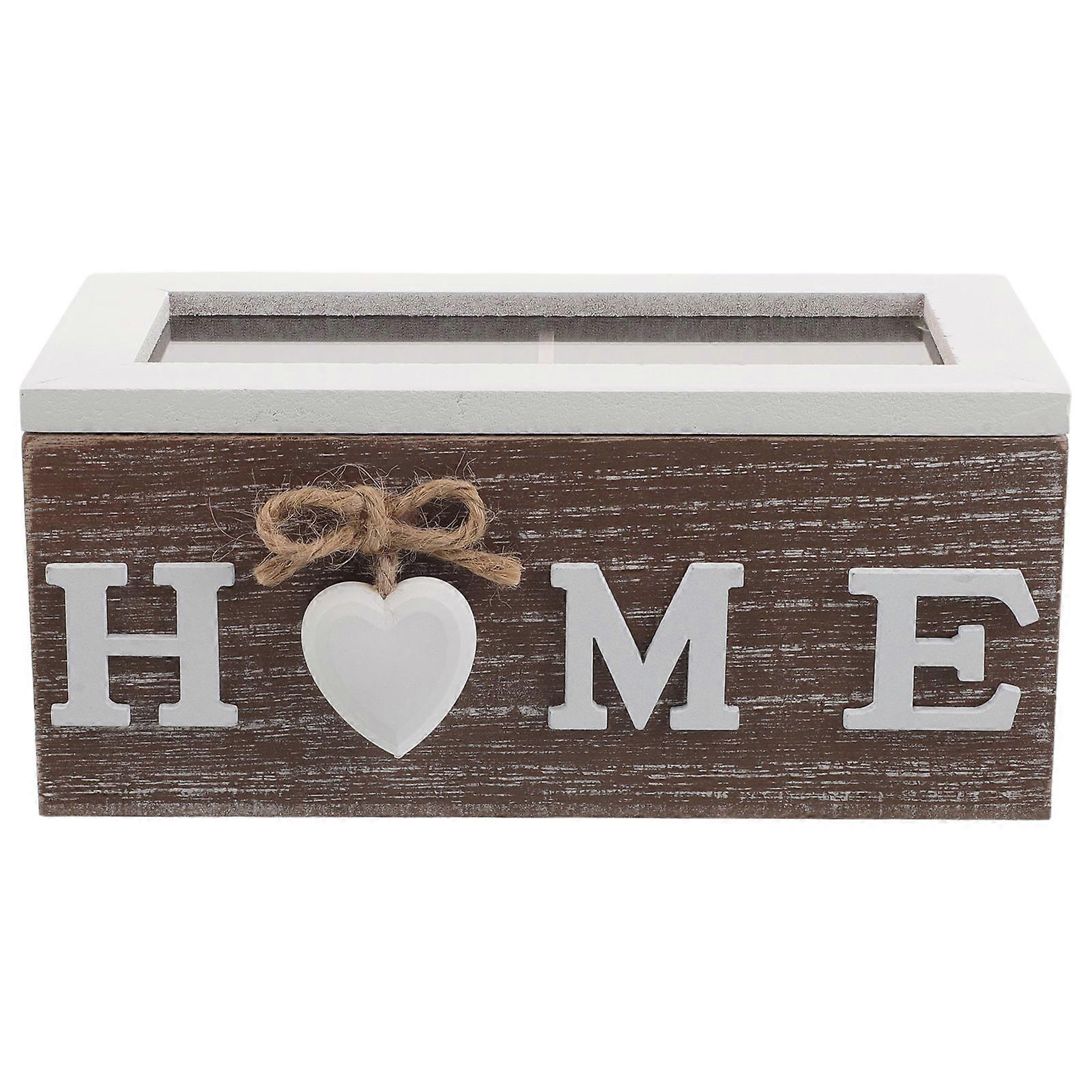 Rustic Wooden Tea Chest Storage Box with Compartments for Storage Coffee