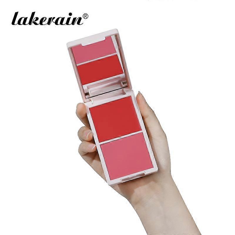 2-in-1 Cream & Powder Blush Palette, Waterproof and Long-Lasting Blusher, Highly Pigmented & Blendable Cosmetic, Buildable Color with Mirror