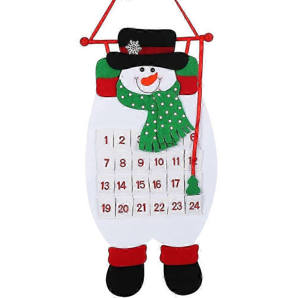 Kids Christmas Countdown Calendar Felt Wall Hanging with 24 Pockets Advent Calendar for Home Decor