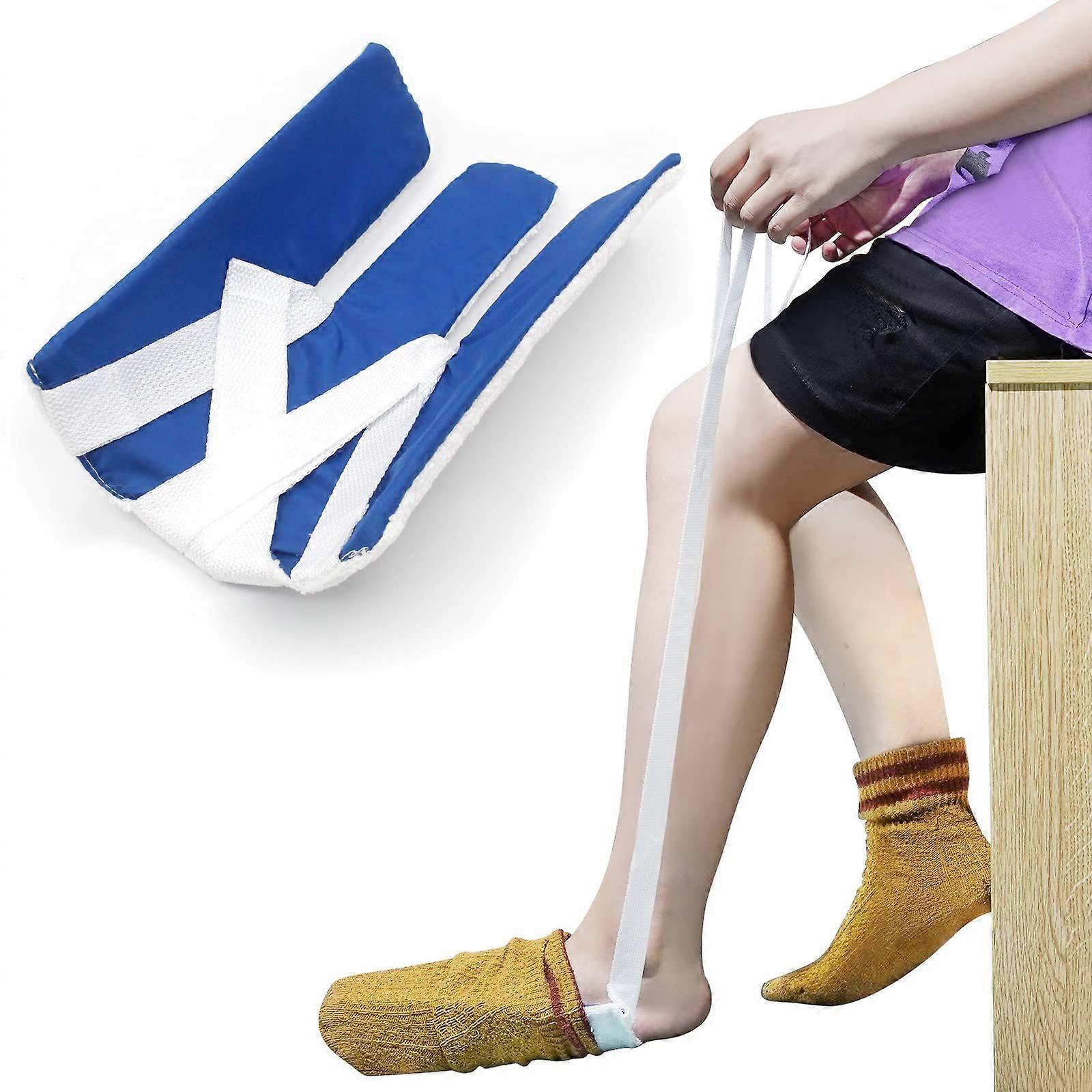 Sock Assist Tool for Easy Dressing Without Bending, Ideal for Seniors and Limited Mobility, Dark Blue.