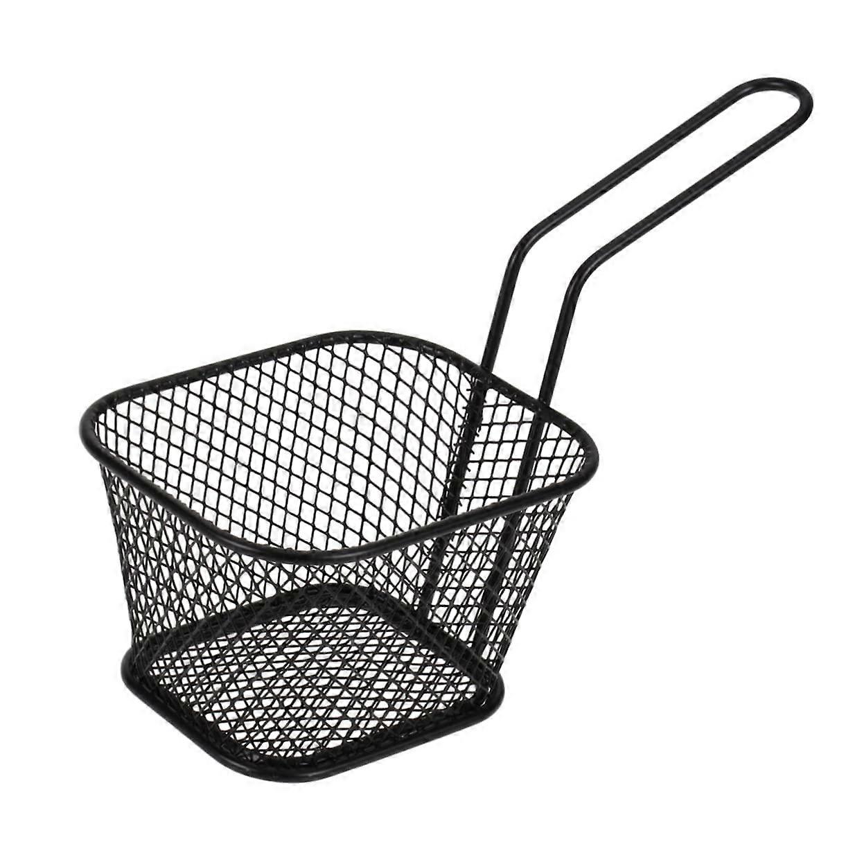 2pcs Metal Frying Basket with Long Handle, Stainless Steel Wire Mesh Strainer for Chips and Fries