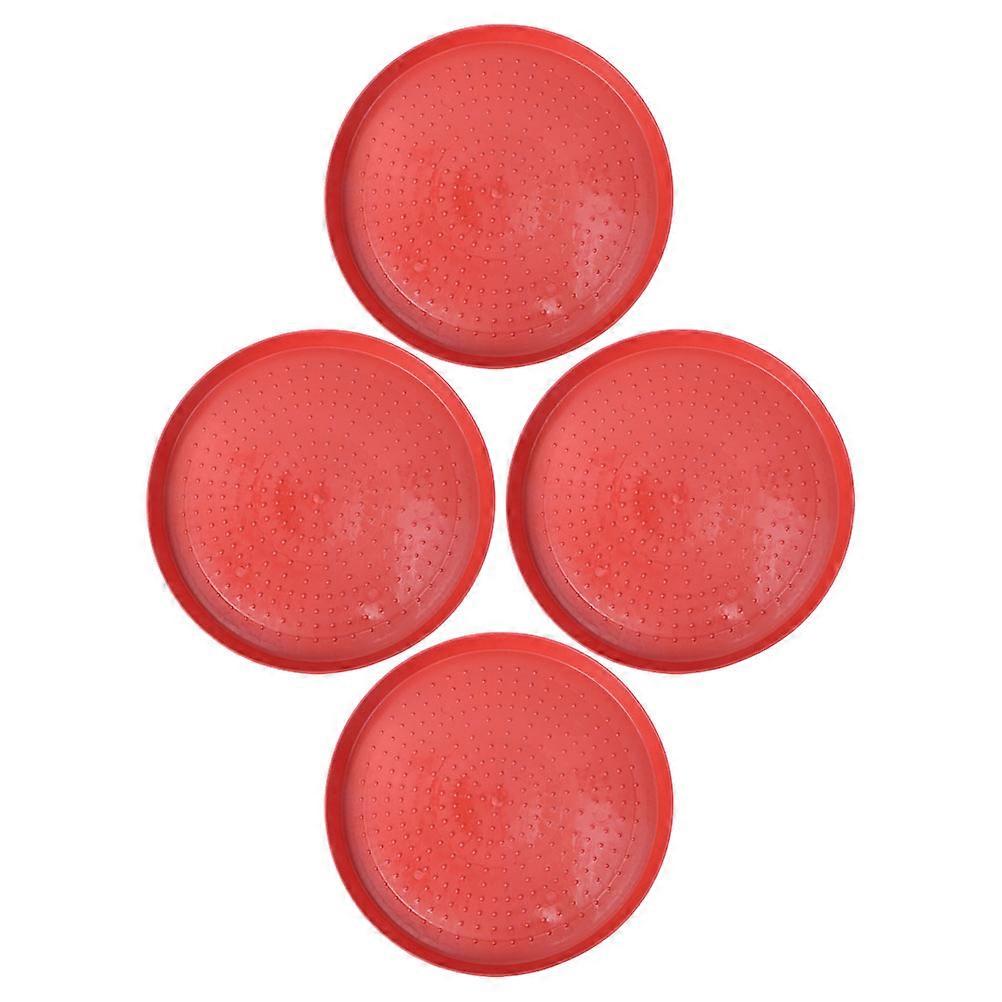 Red Plastic Chicken Feed Container Plate for Poultry Feeding 4Pcs Set