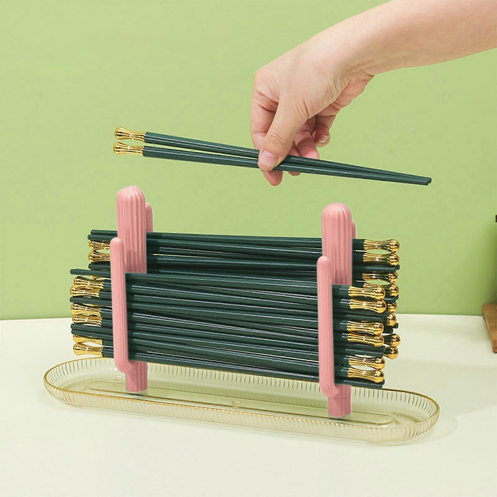 2 Pcs Rinseable Chopstick Organizer, 3.14*6.29*11.81 Inch Cactus Storage Rack with Drainage Design, Humidity Protected, Easy to Clean, Multi