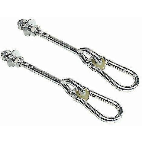 Set Of 2 -15cm Swing Hooks With Carabiner, Galvanized Screw Fixing Hooks