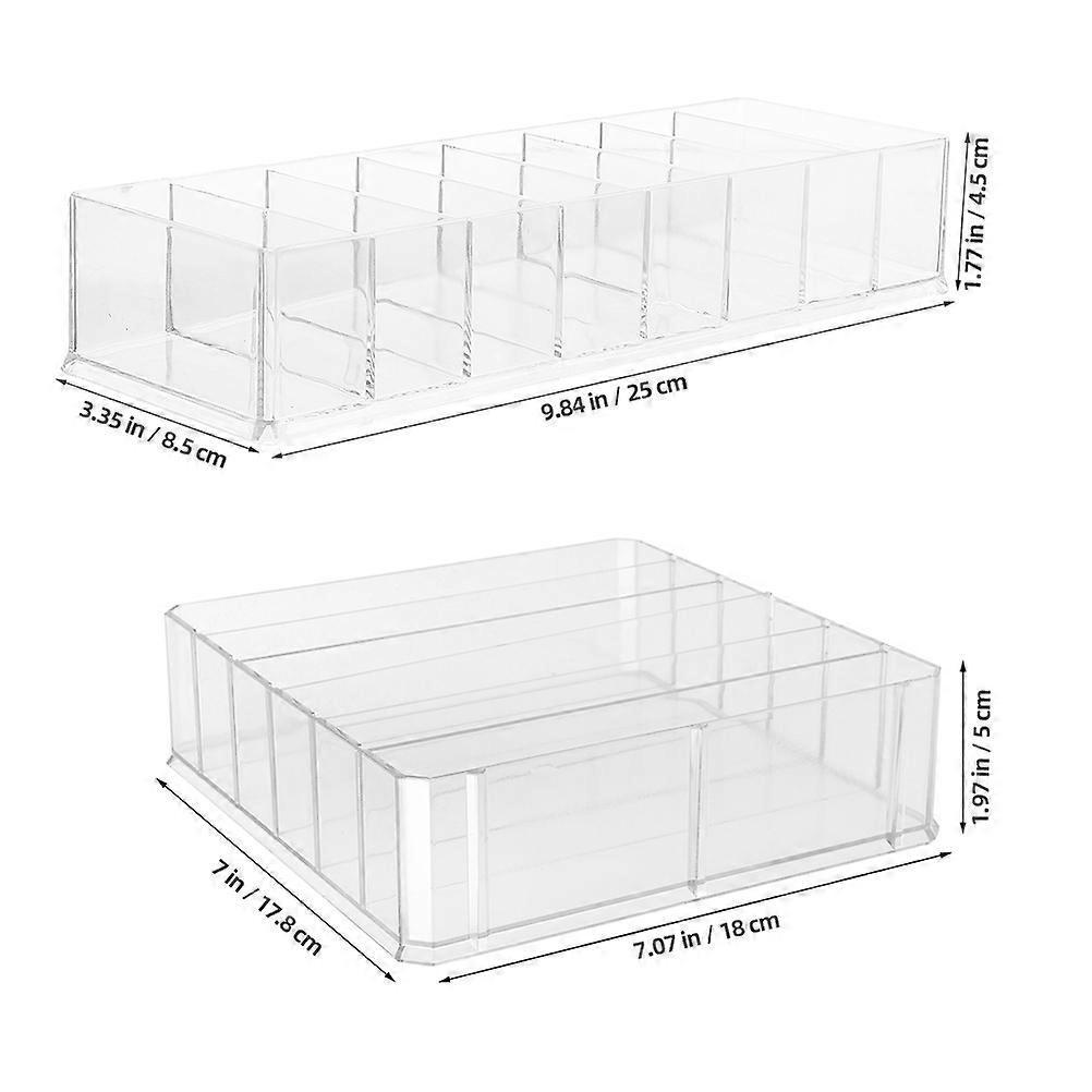2Pcs Acrylic Cash Drawer Tray Multiple Compartment Storage Box for Use