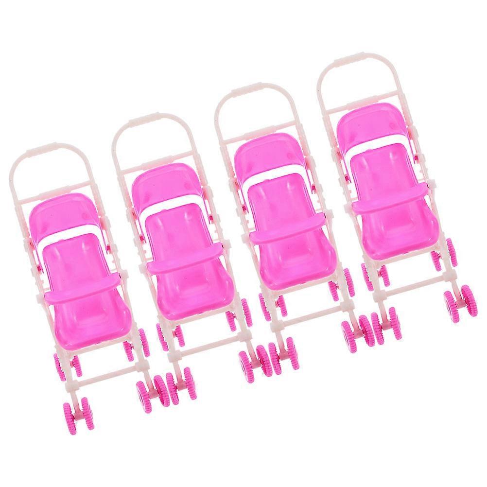 Baby Doll Stroller Foldable Doll Stroller for Pretend Play 4Pcs Set
