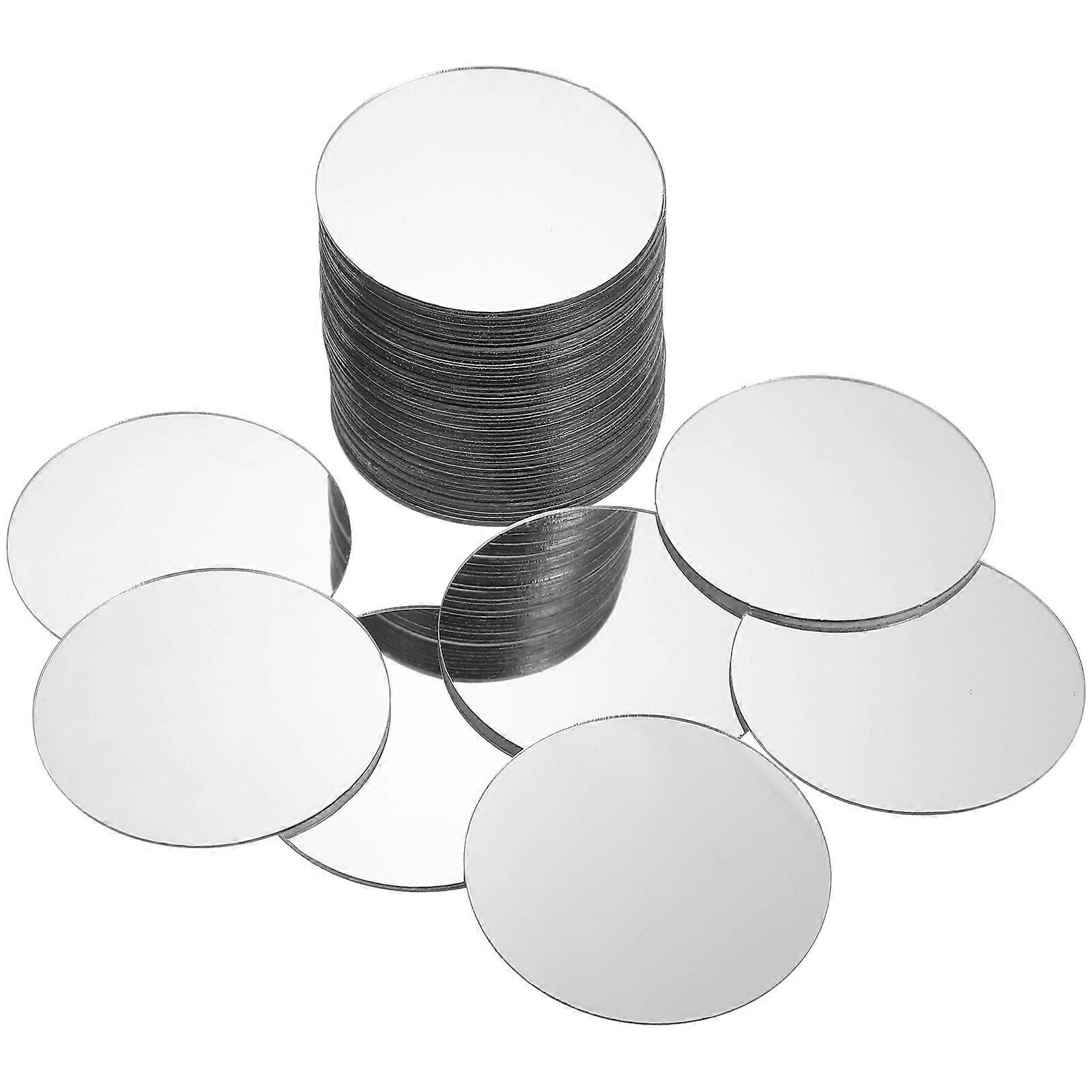 Silver Circular Mirror Small Round Mirrors for Crafts with 60Pcs