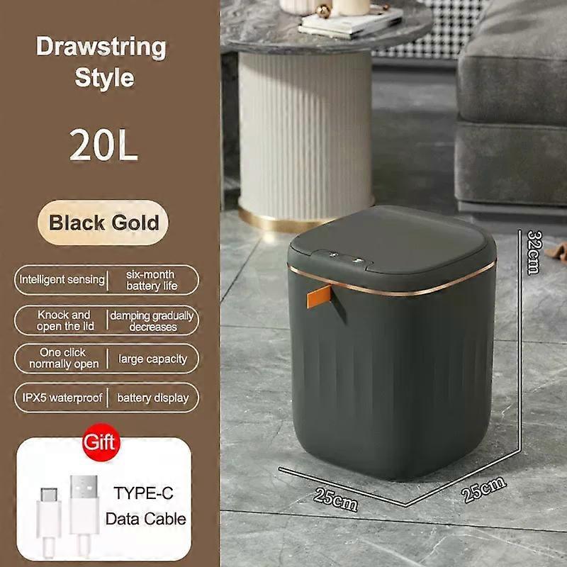 Automatic Trash Can Smart Sensor Trash Bin with Lid Large Capacity Kitchen Bathroom Toilet Waterproof Wastebasket Smart Home