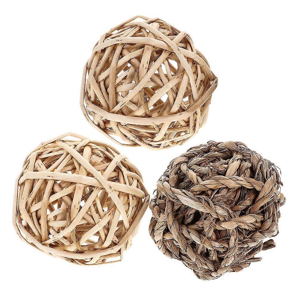 Rabbit Chew Toys Rattan Ball Chew Toys for Indoor Use 3Pcs