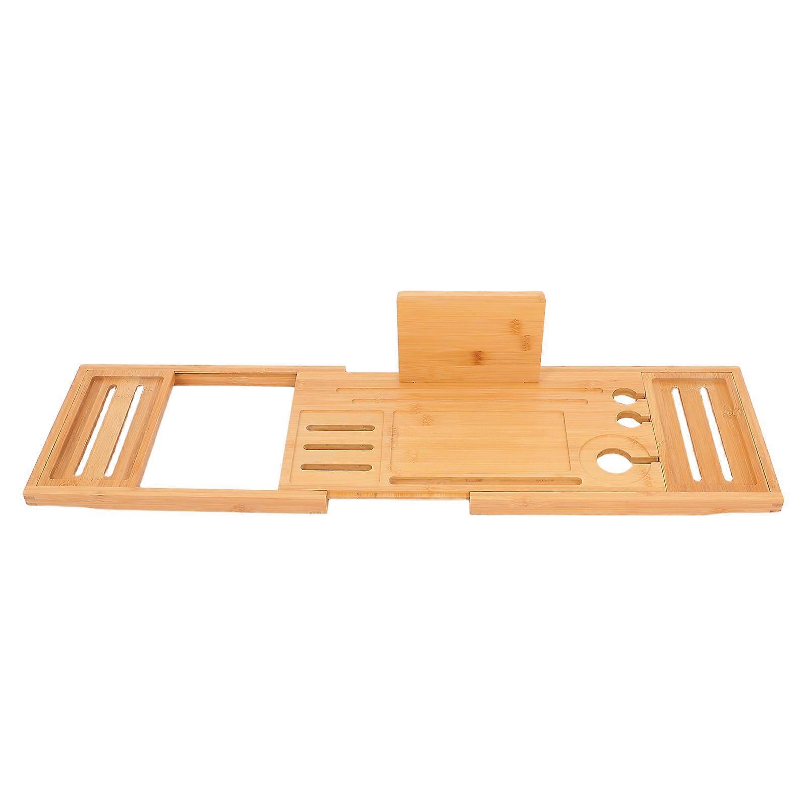 Adjustable and Bamboo Bathtub Tray for Bath Use with Nonslip Design and Stylish Appearance Fits Various Sizes