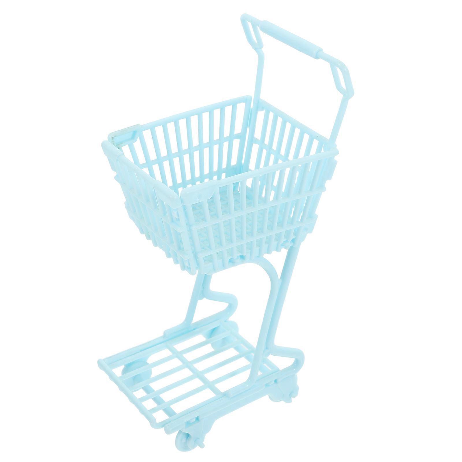 Mini Shopping Cart Toy for Toddlers 1 Set Cute Cart with Handle for Pretend Play and Kids Storage Trolley