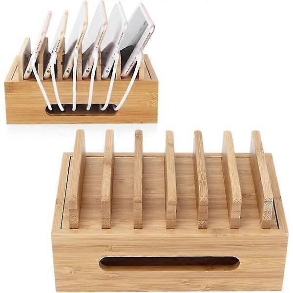 Bamboo charging station, multi-device mobile stations, storage box for
