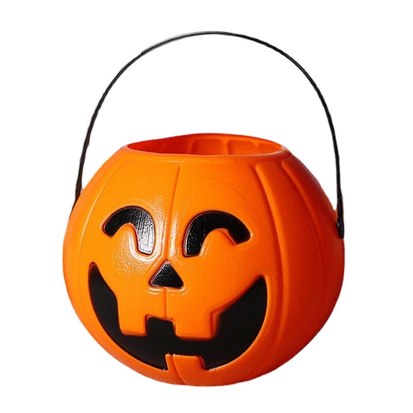 Halloween Pumpkin Decoration Candy Bucket with Handle, WeatherResistant Foldable Basket for Trickor