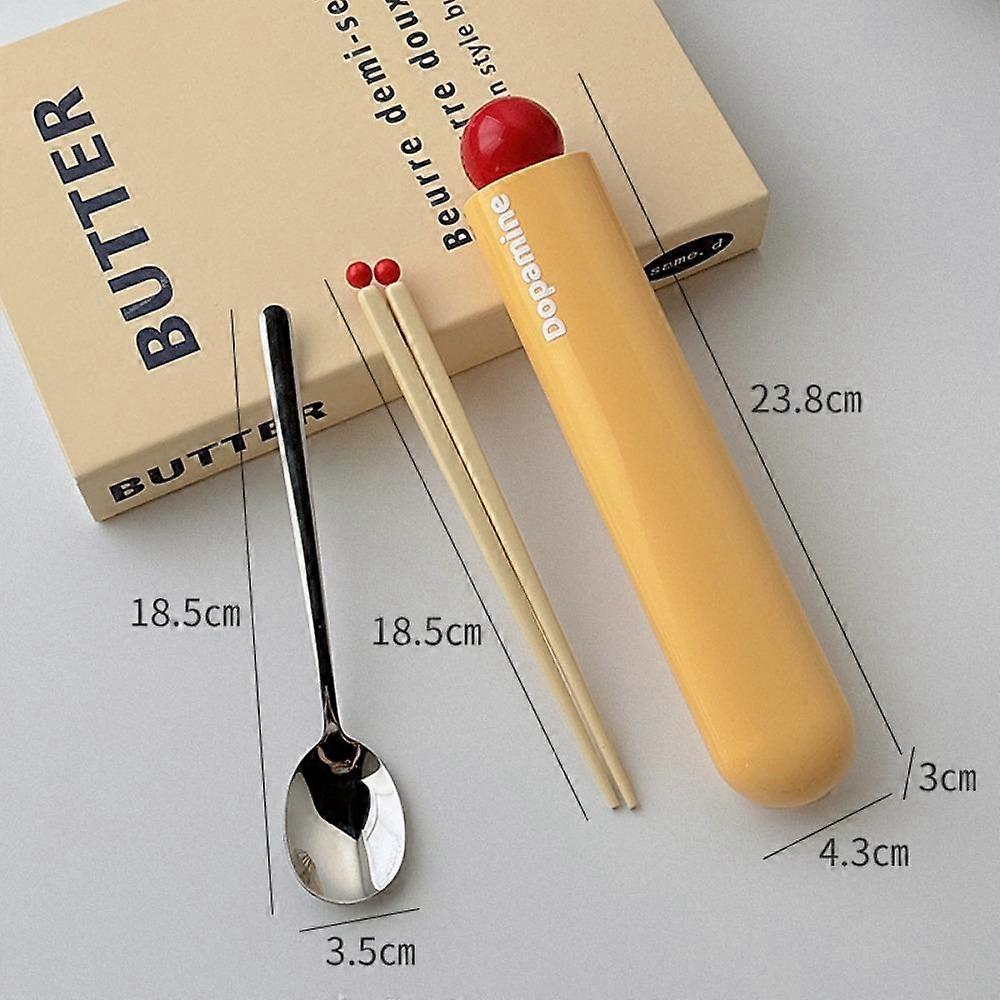 with Storage Box Flatware Kit Colorful Storage Box Portable Chopstick Spoon  Student Supplies