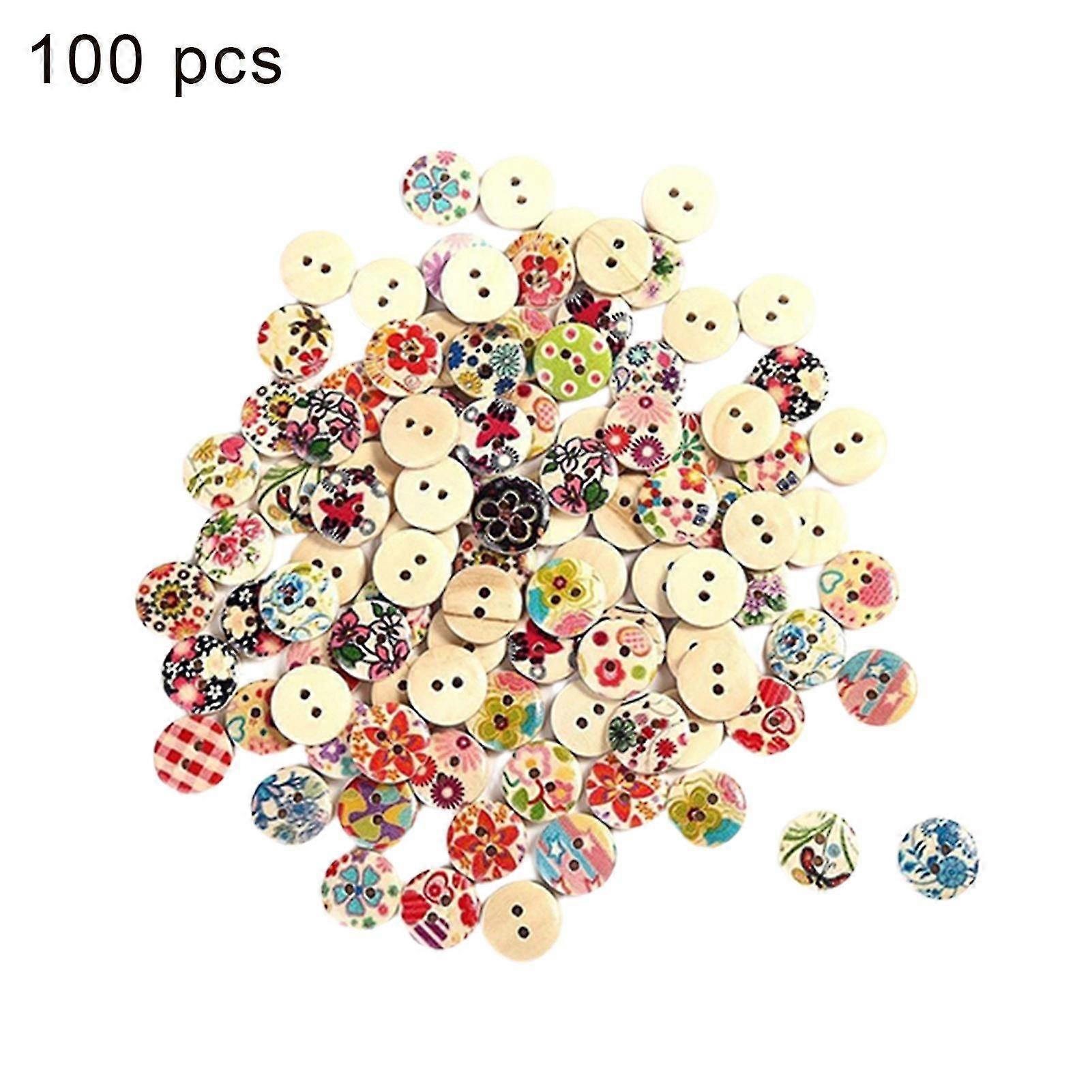 100pcs Mini 2 Holes Multi Color Round Sewing Button