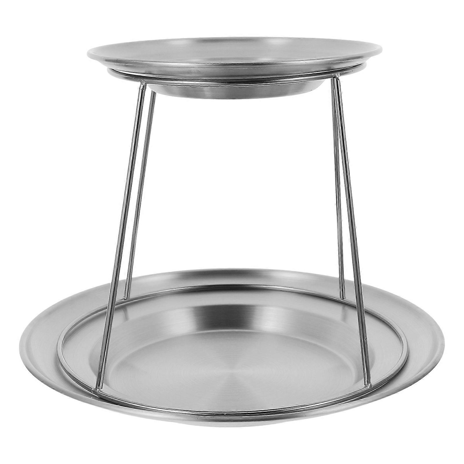 Seafood Tray Stand Double Layer Stainless Steel Display Rack for Kitchen