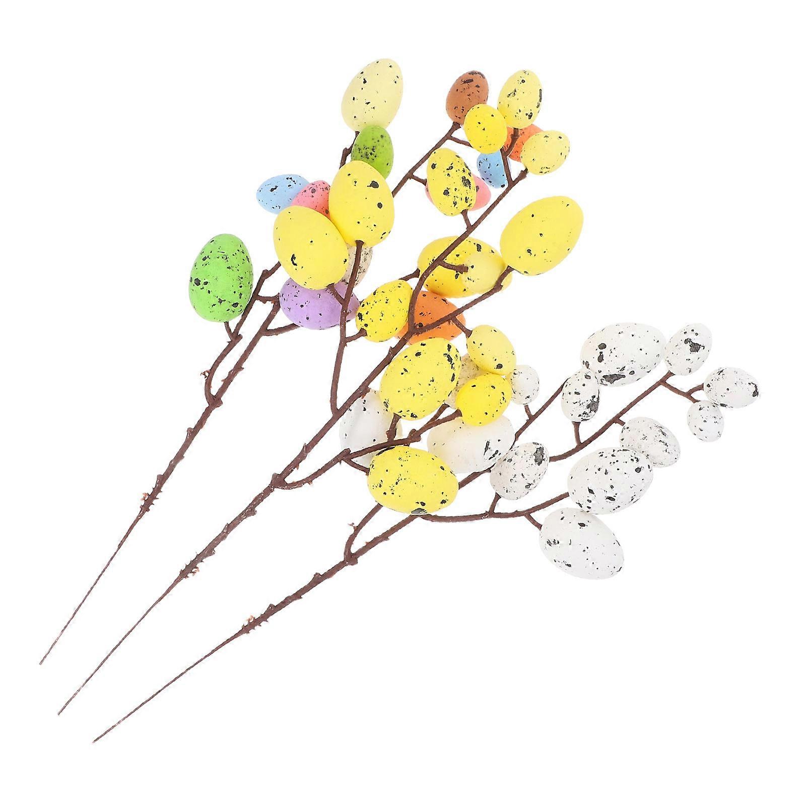 Artificial Easter Egg Branches with Foam Eggs for Home Decoration 3Pcs