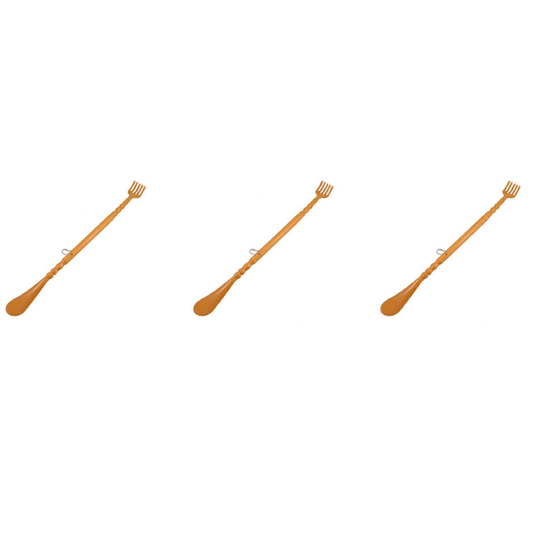 3X Brown Plastic Handle Back Scratch Helper Massager 48 cm
