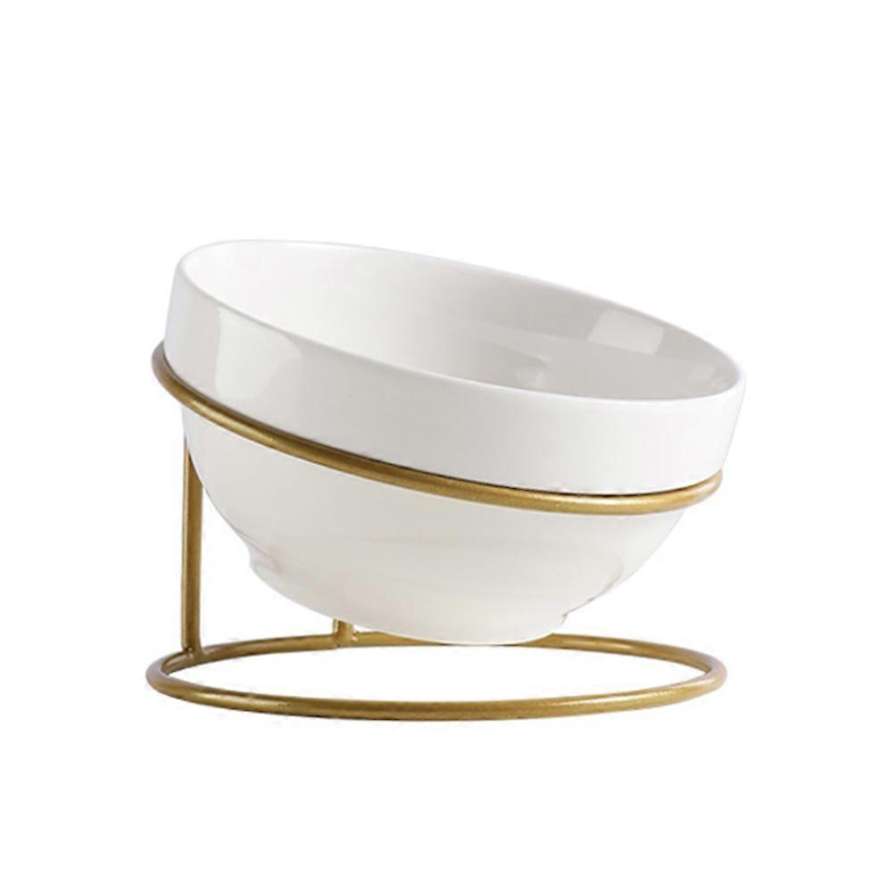Slant Pet Feeder Ceramic Pet Bowl Rack for Storage 1Pcs