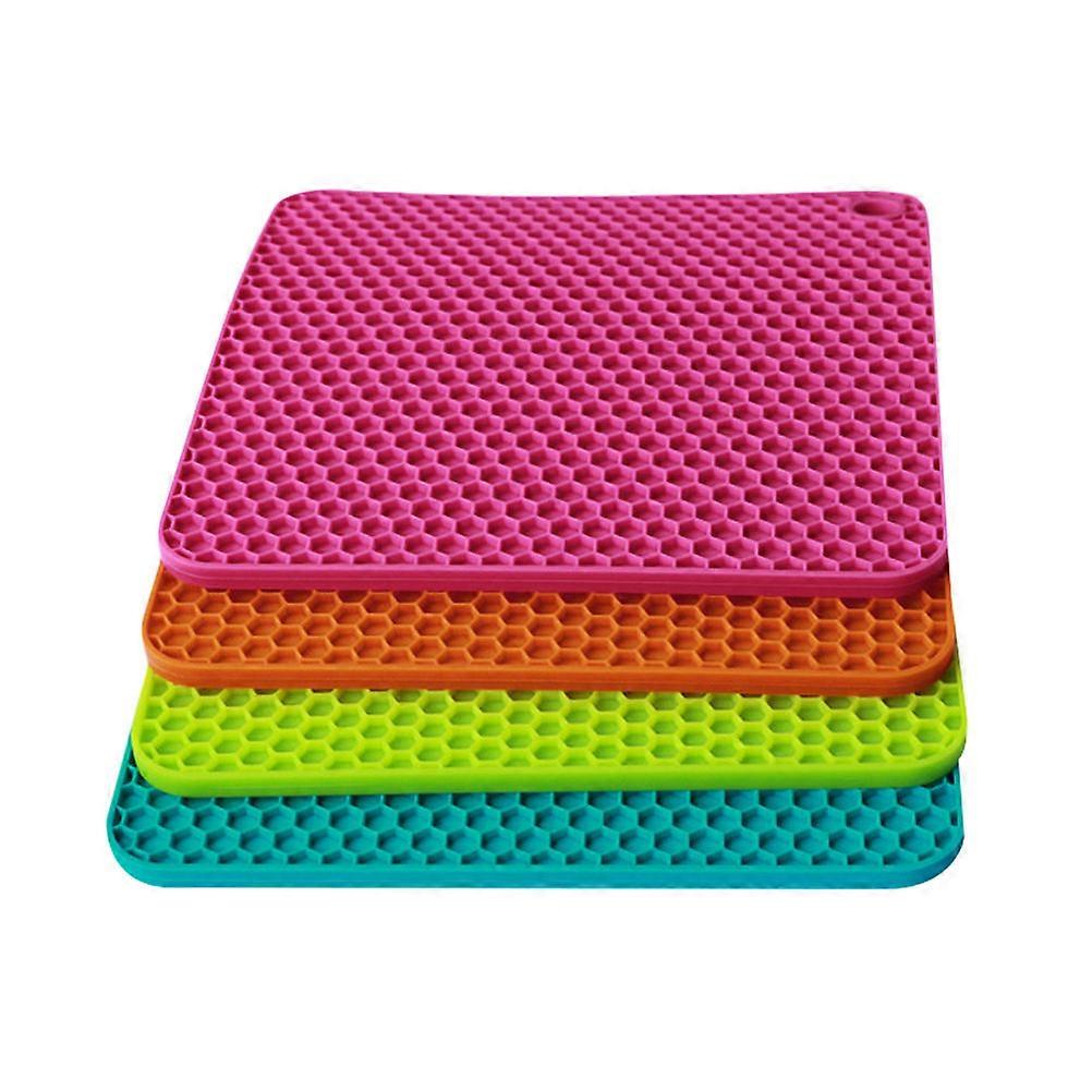 Pot Holder Mat Square Silicone for Heat Resistant Kitchen Use 4Pcs Set