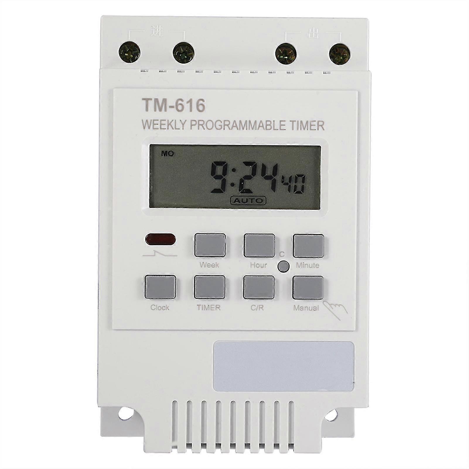 2025 12V Digital Programmable Smart Timer Switch, 7.5x5x12cm White
