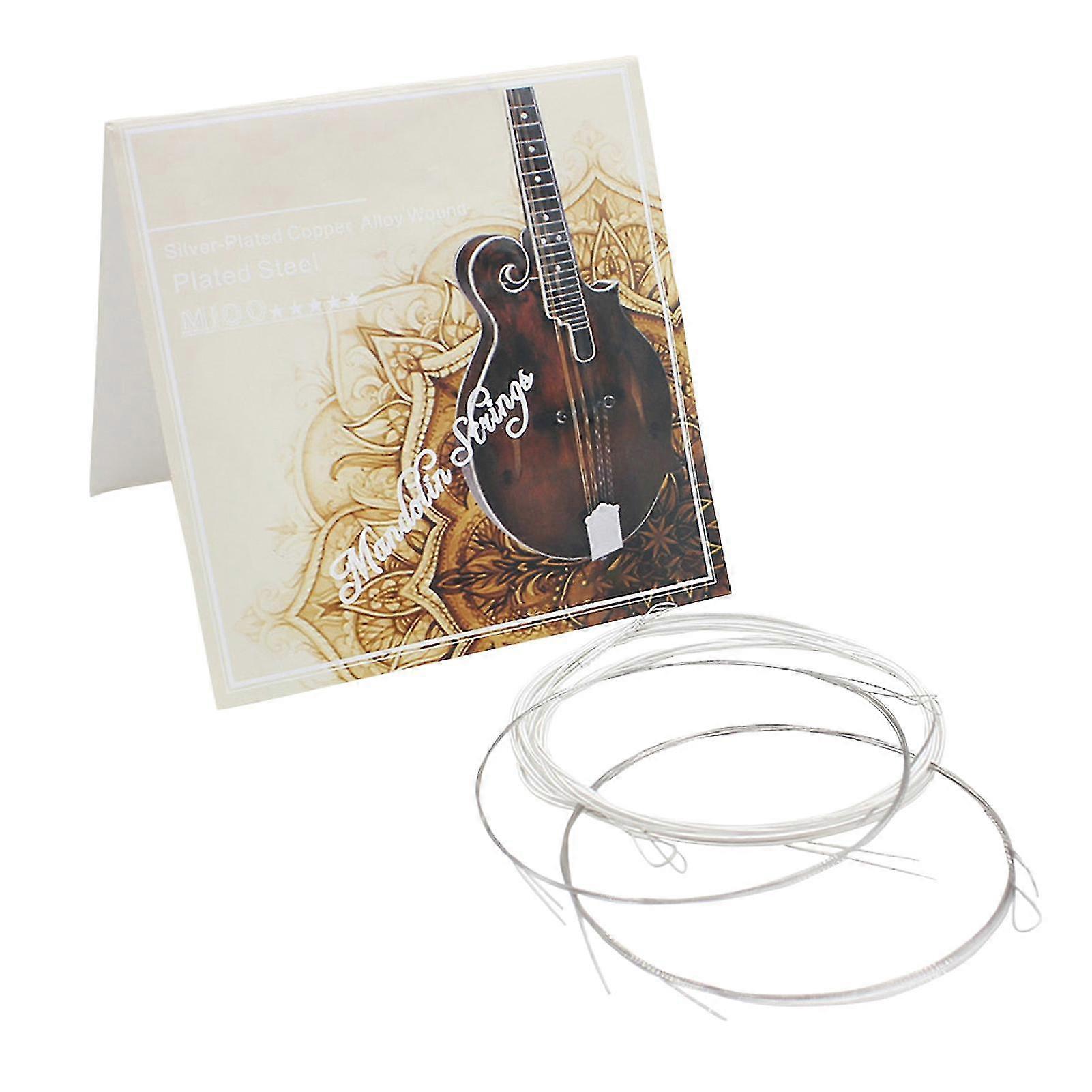 8Pcs Mandolin Strings Silver Plated Copper Alloy Clear Beautiful Timbre Mandolin String Set 26-27s