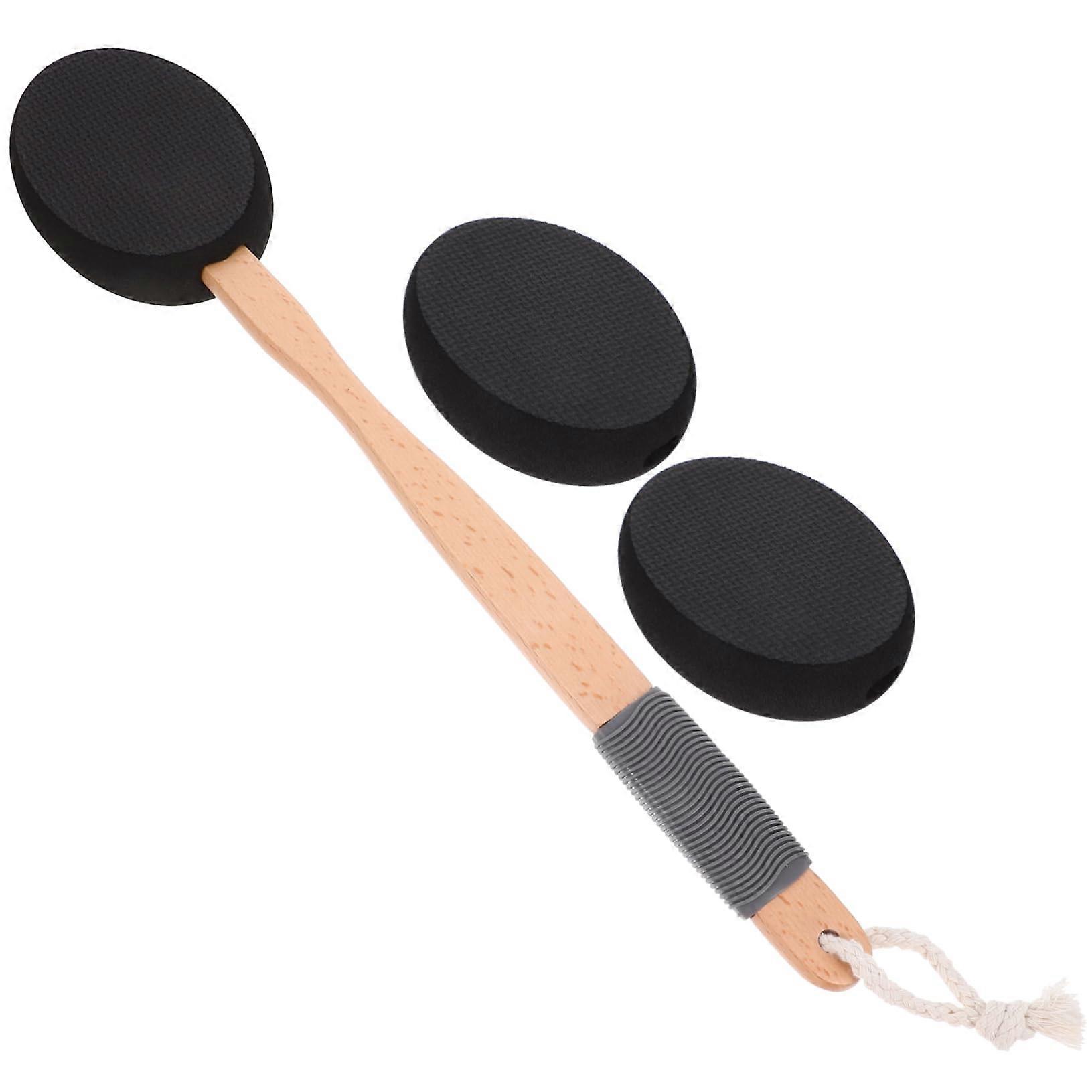 Back Scrubber with Long Handle and Replaceable Heads, Exfoliating Bath Brush for Shower and Lotion
