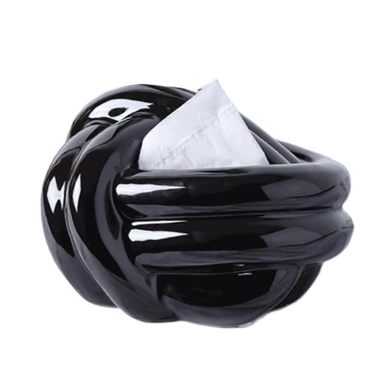 Black Ceramic Tissue Box Cover Holder with Elegant Modern Design and Easy Bottom Refill