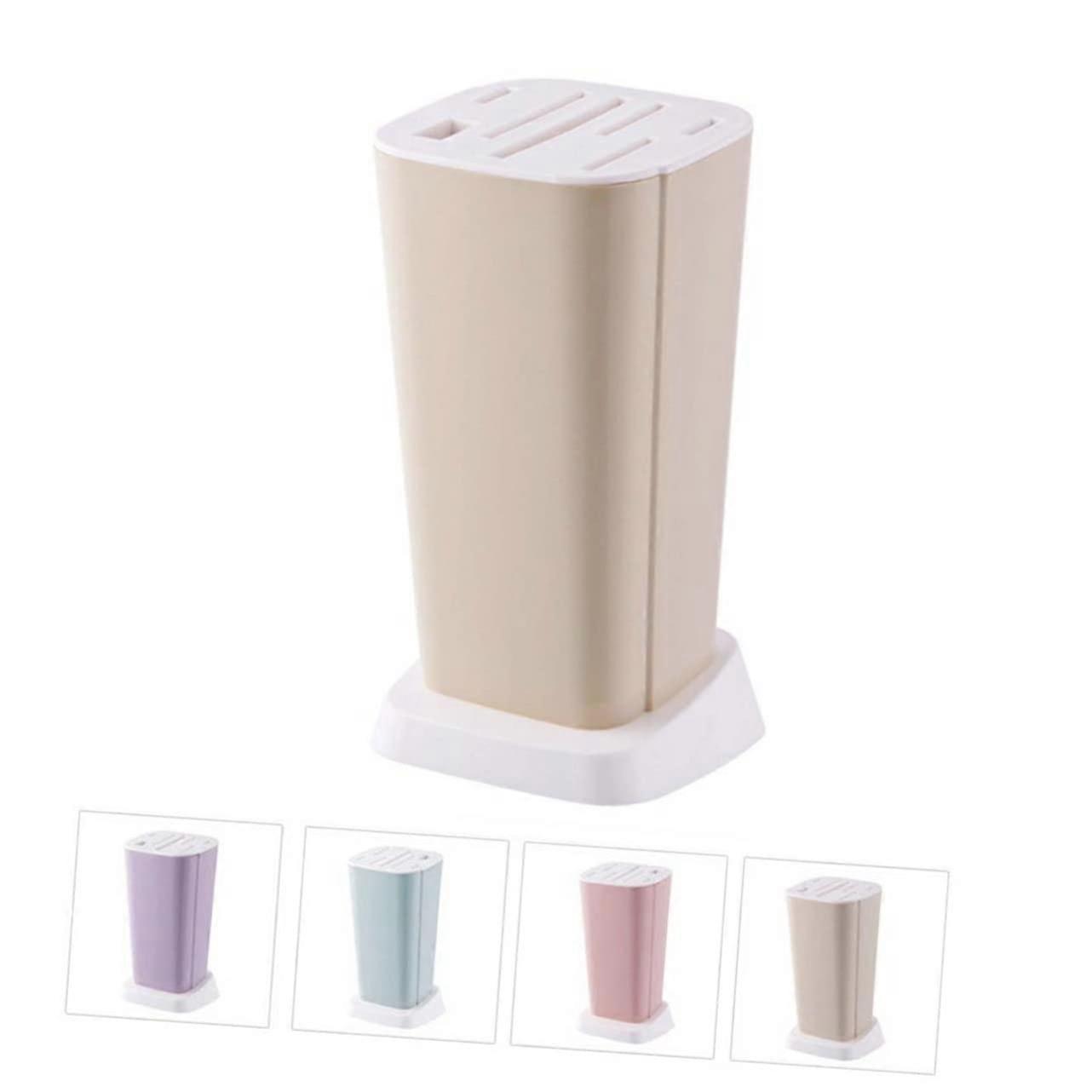 Universal Kitchen Knife Holder with Multi Partition Storage and Rotatable Drain Base Large Capacity