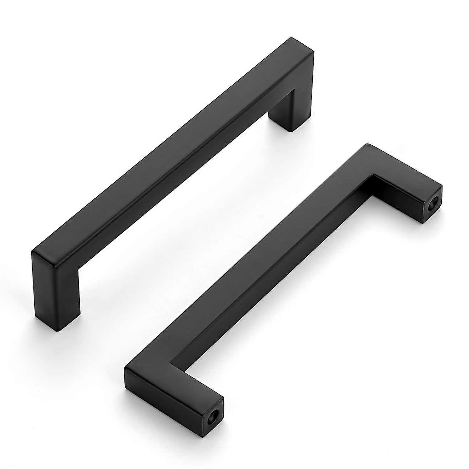 25 Pack 5 Inch Matte Black Cabinet Handles Modern Square Pulls for Kitchen Cupboards