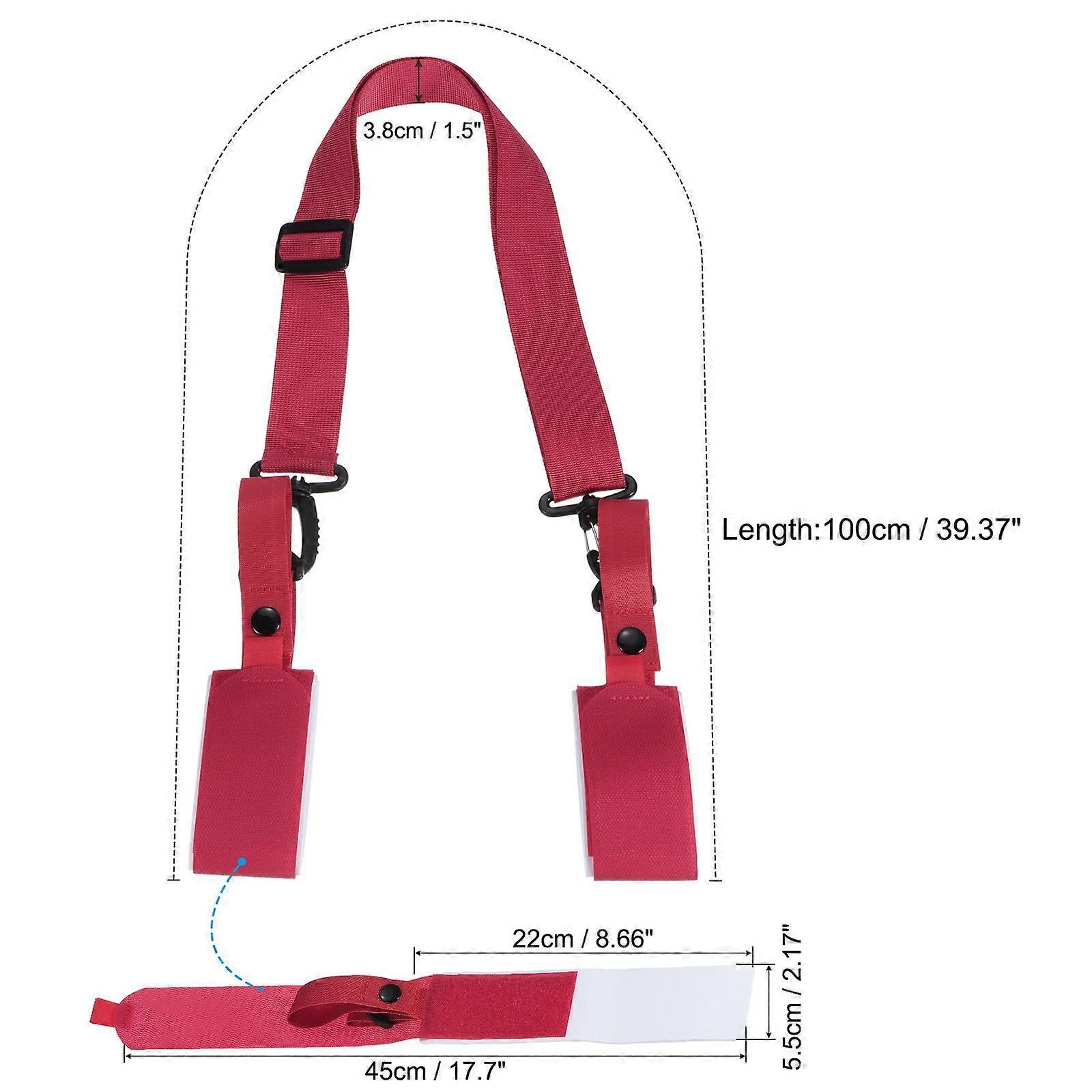 100cmx3.8cm Ski Strap & Pole Carrier, 2 Sets Ski Carrier Strap, Red