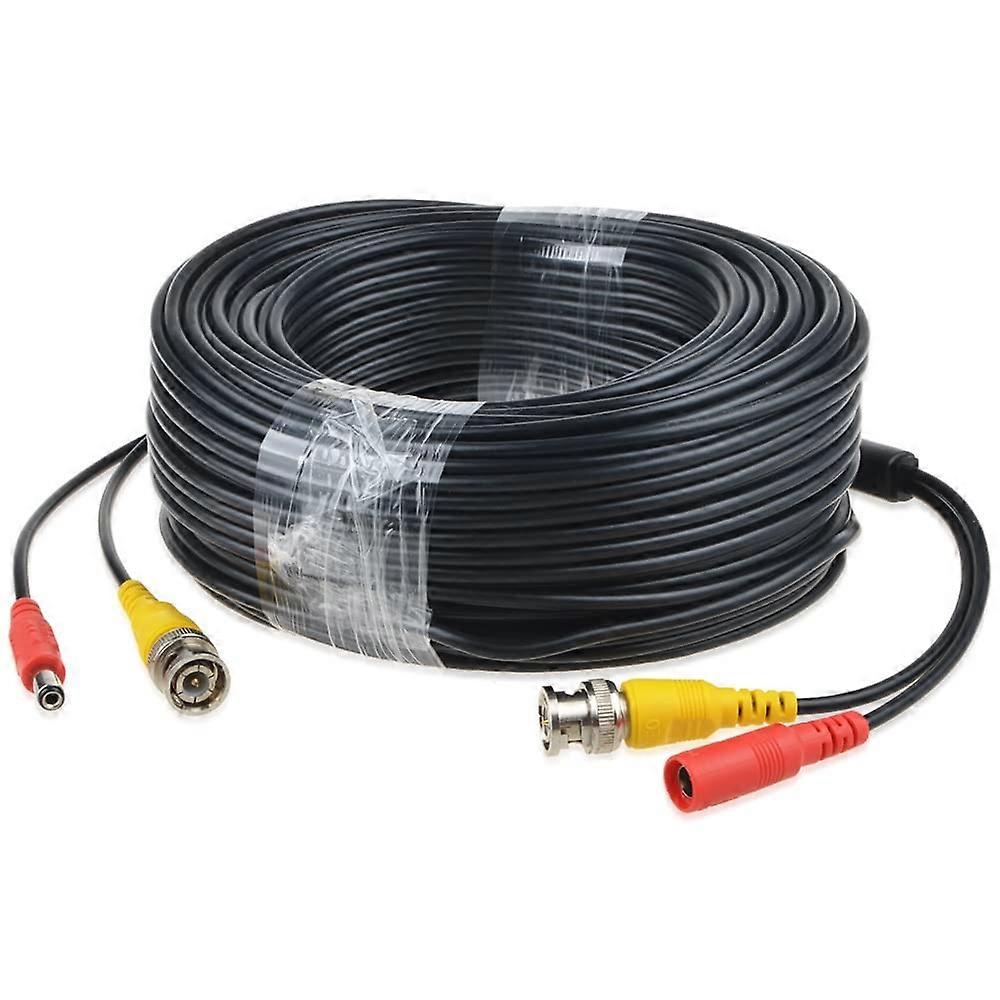 150ft BNC Video Power Cable for CCTV Security Camera, Long Reach PlugandPlay Black Wire