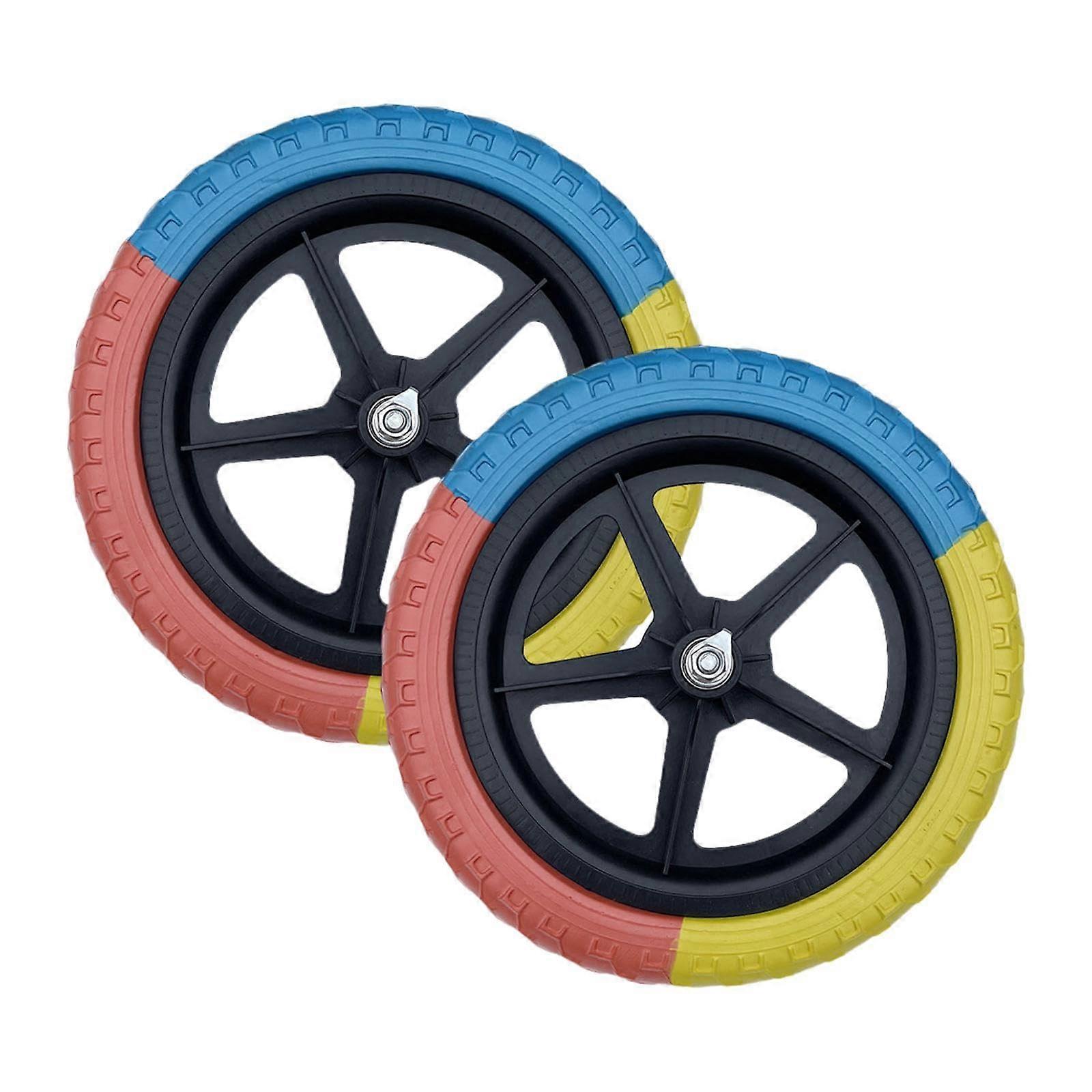 2Pcs Solid Plastic Kids Bike Replacement Wheels NoInflation Safe Ride with Reinforced Hub