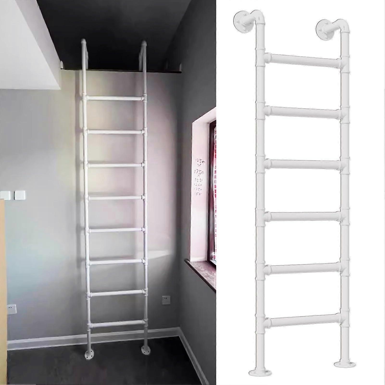 Loft Bed Ladder Wrought Iron Wall Mounted Space Saving Attic Bunk Access with  Weight Capacity