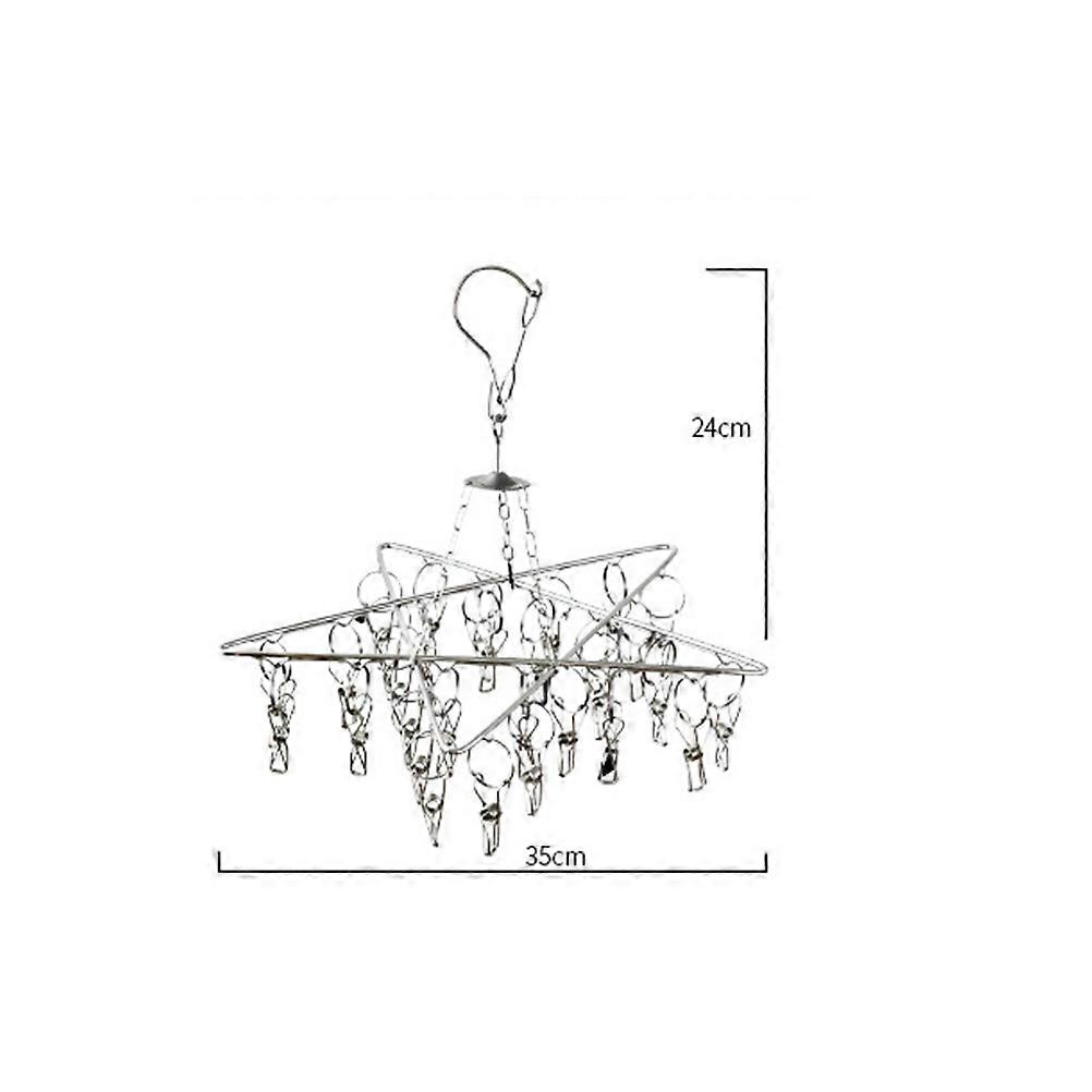 Silver Star Shape Sock Drying Rack for Home Use with 30 Clips