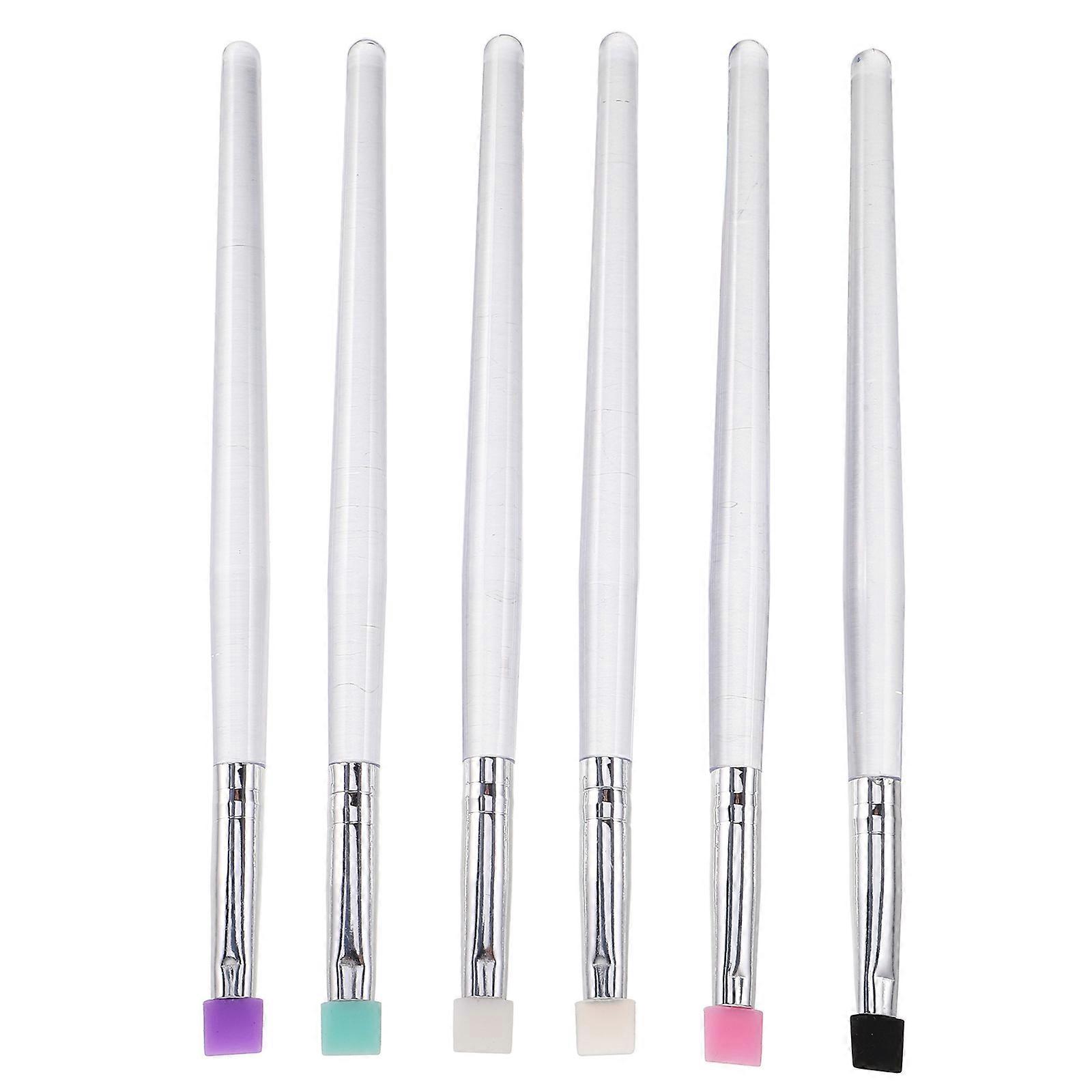 Eyemakeup Tools Silicone Flat Eyelash Brush for Makeup 6Pcs Set