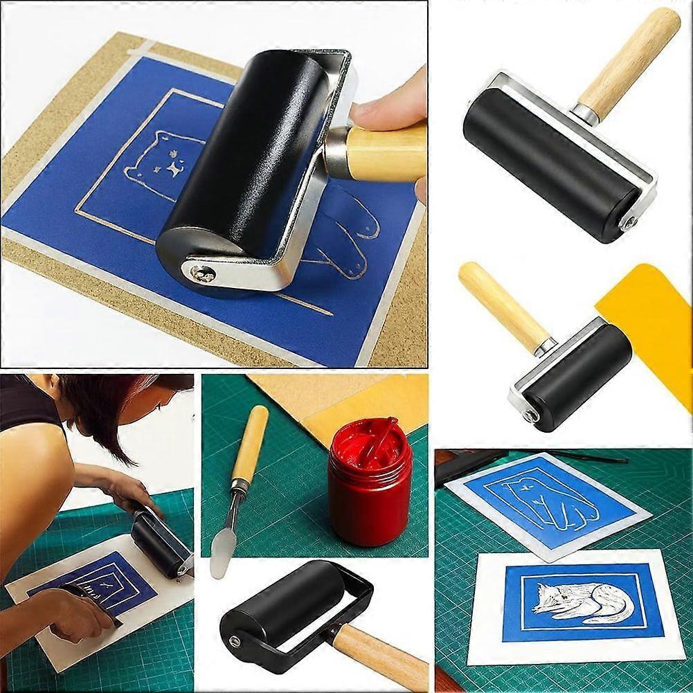 7 Pack Rubber Brayer Rollers Kit, Printmaking Ink Rollers for Block Printing, Stamp, Wallpaper,DIY