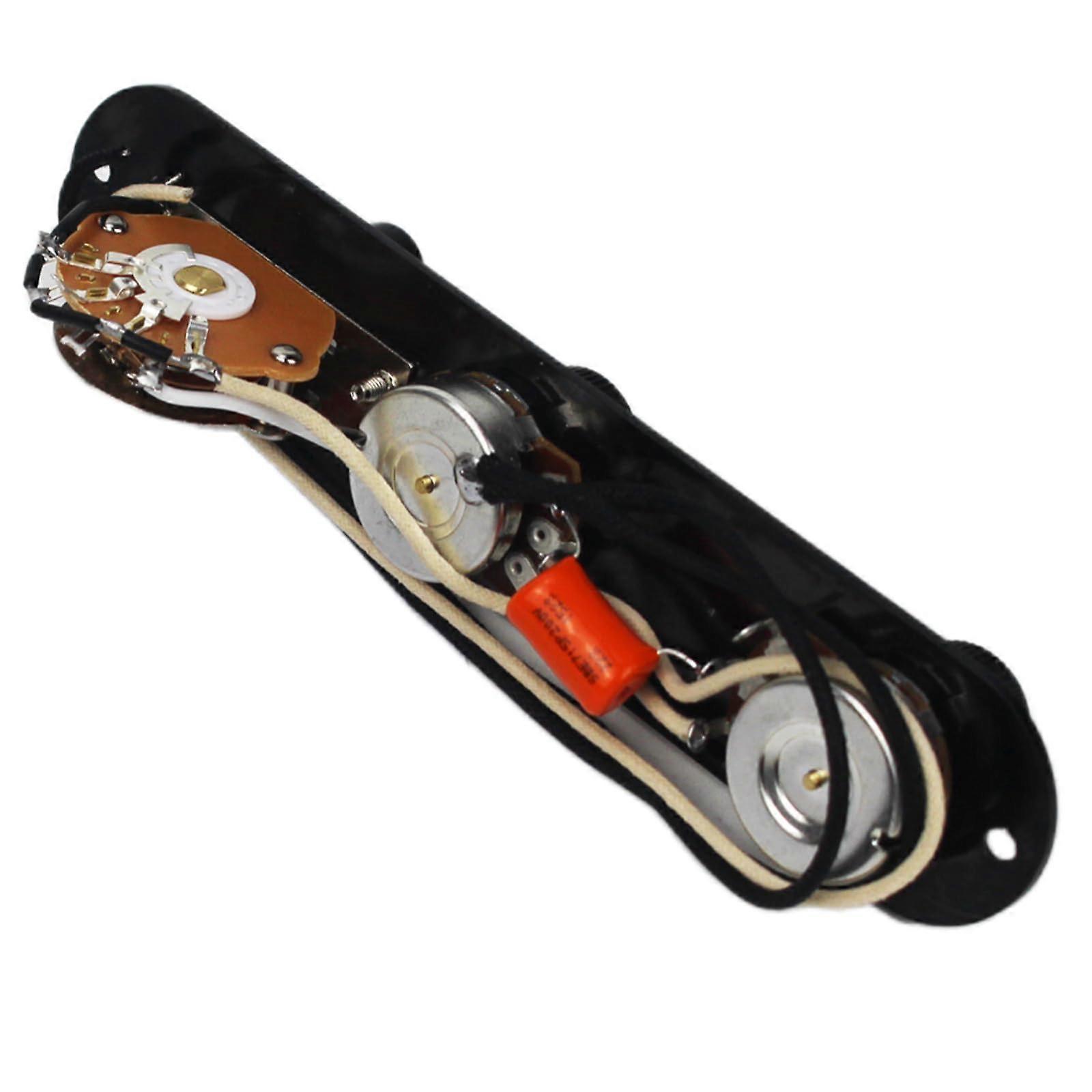 Black Control Plate Assembly 3Way Switch 250K Pots Prewired Volume Tone Knobs for Telecaster