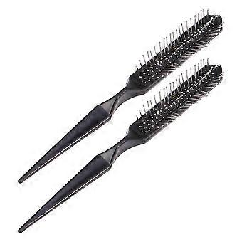 Lot de 2 brosses à perruque professionnelles à pointe aérée pour extensions de cheveux (noires)