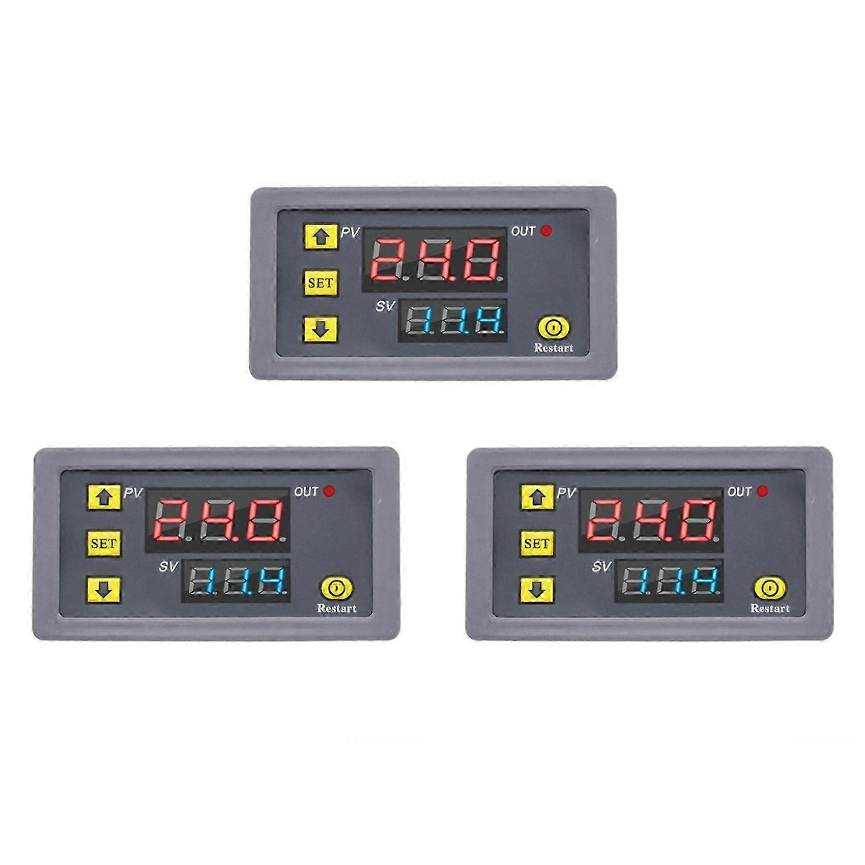 3X Digital Time Delay Relay LED Display Cycle Timer Control Switch Adjustable Timing Relay Time Delay Switch DC12V