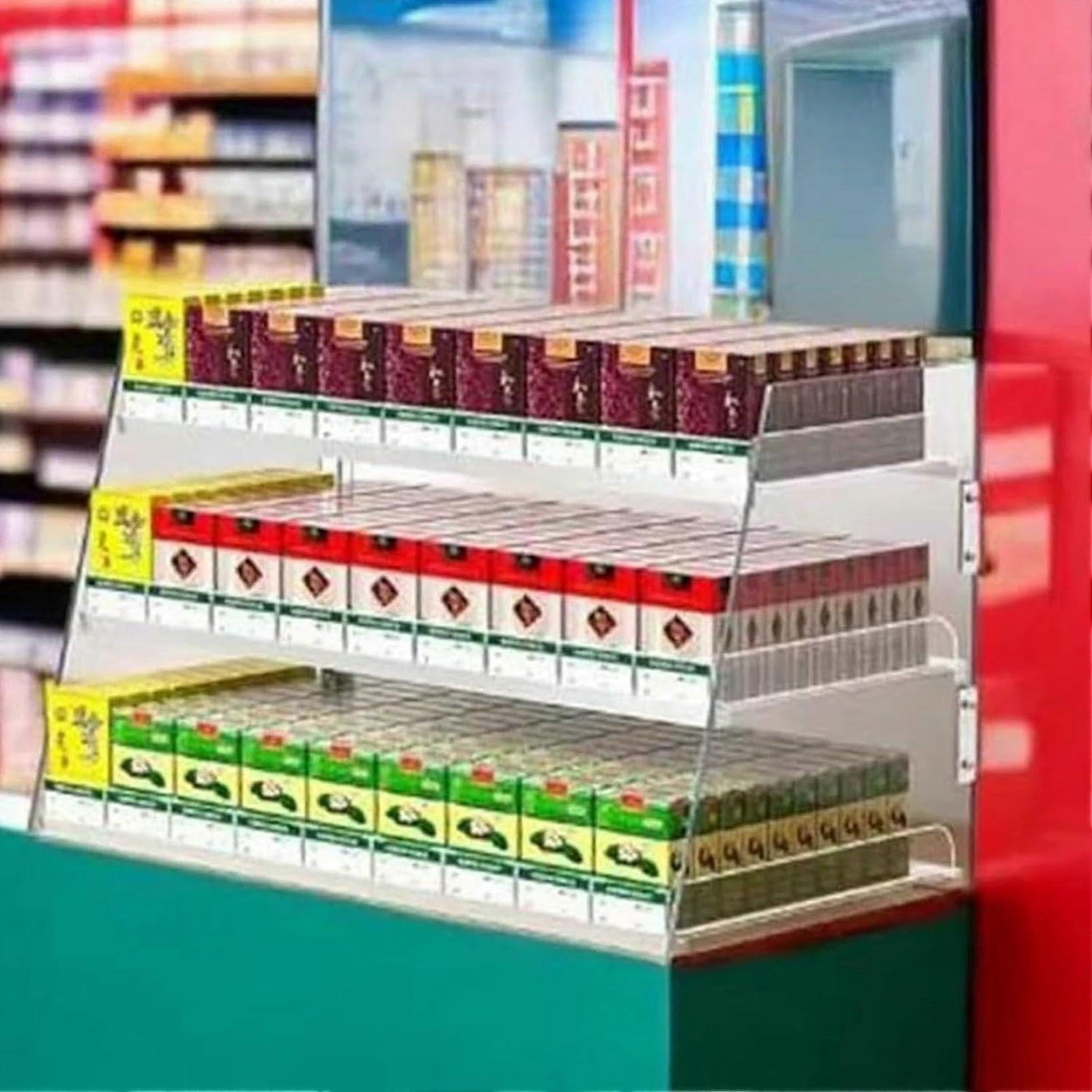 Acrylic Wall Mounted Cigarette Display Rack with Automatic Pusher Tray